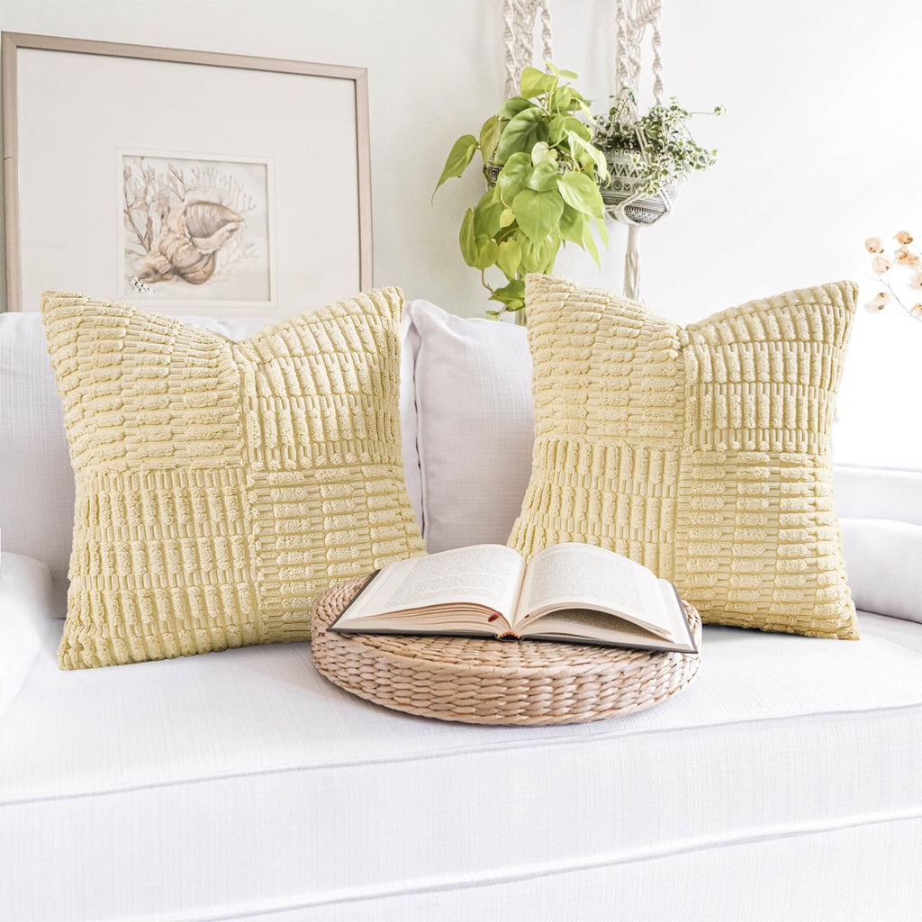 Topfinel Fall Pillow Covers Set of 2 Soft Corduroy Boho Strip Textured Terracotta Pillow Covers Modern Farmhouse Cute Autumn Home Decor Burnt Orange Living Room Sofa Couch Bed 30x30 cm