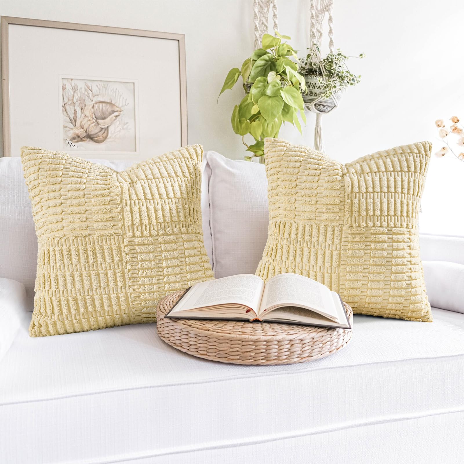 Topfinel Fall Pillow Covers Set of 2 Soft Corduroy Boho Strip Textured Terracotta Pillow Covers Modern Farmhouse Cute Autumn Home Decor Burnt Orange Living Room Sofa Couch Bed 30x30 cm