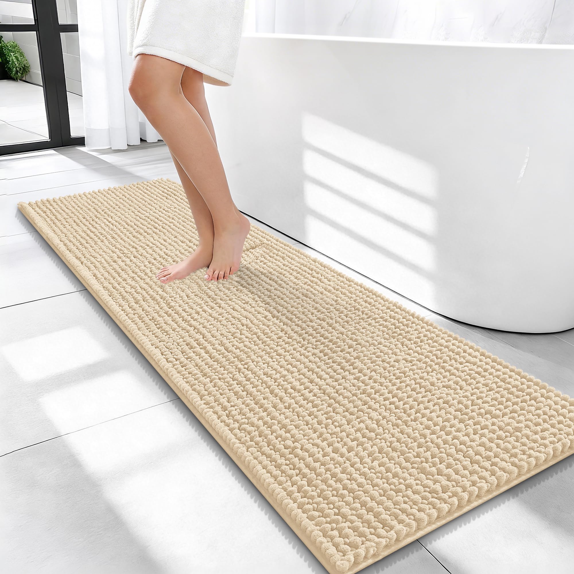 OLANLY Thick Bathroom Rugs 30x20, Extra Soft Absorbent Chenille Bath Rugs, Rubber Backing, Machine Wash Dry, Bath Mats for Bathroom Floor, Tub and Shower, Home Decor Accessories, Grey
