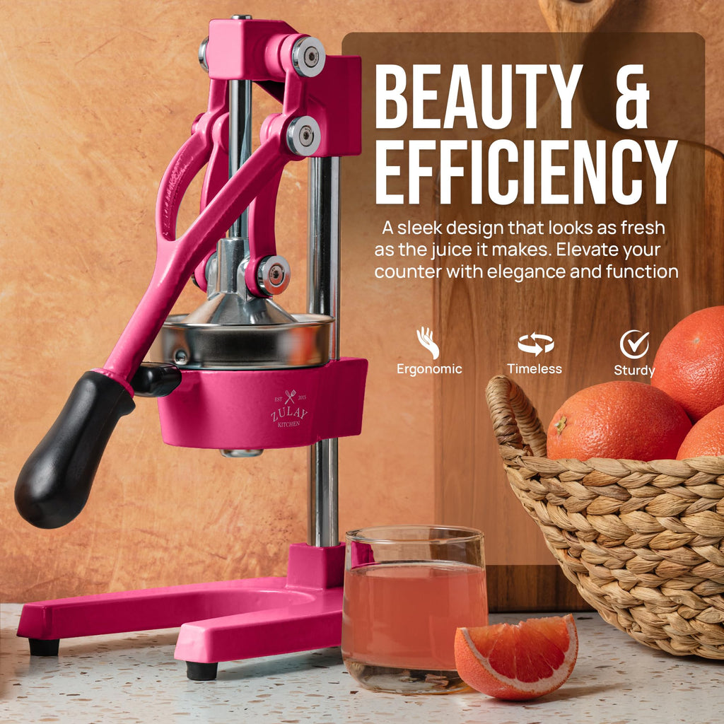 Zulay Kitchen Cast Iron Juicer - Easy-to-Clean Heavy-Duty Manual Juicer, Professional Citrus Juicer - Stainless Steel Lemon Squeezer - Manual Citrus Press & Orange Squeezer - Orange Juicer (Black)