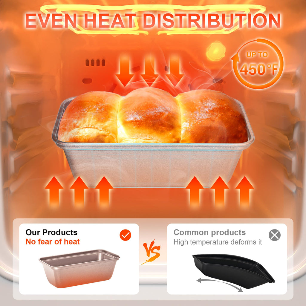 HONGBAKE Mini Loaf Pan for Baking Bread, 6 x 3.3 x 2 In Nonstick Small Banana Bread Tins Set of 3, Tiny Carbon Steel Meatloaf Pan - Dark Grey