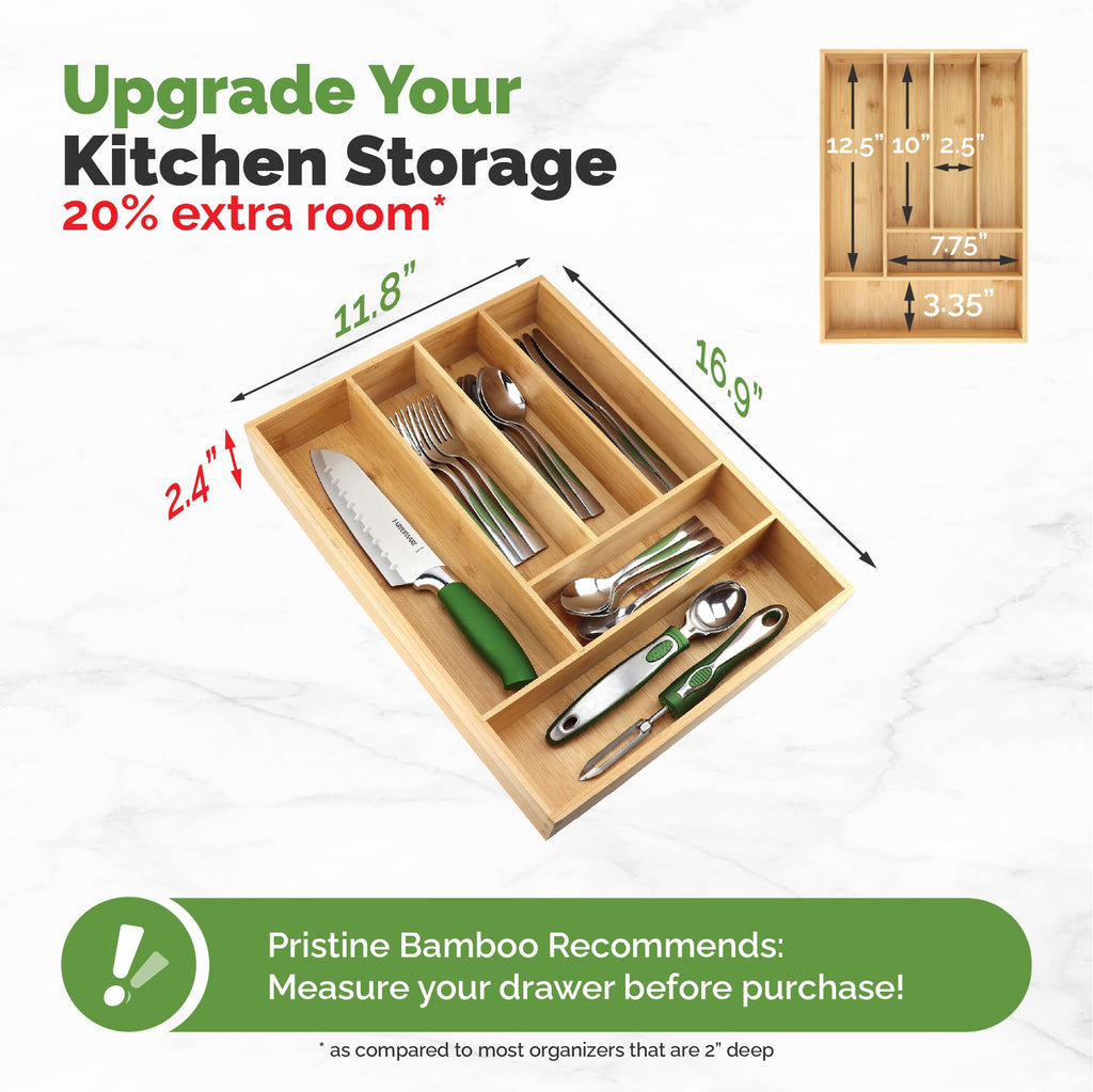 Silverware Organizer - Expandable Kitchen Drawer Organizer - Adjustable Kitchen Drawer Organizer for Utensils, Expandable to 22 Inches Wide, 10 Compartments, Silverware Tray for Drawer