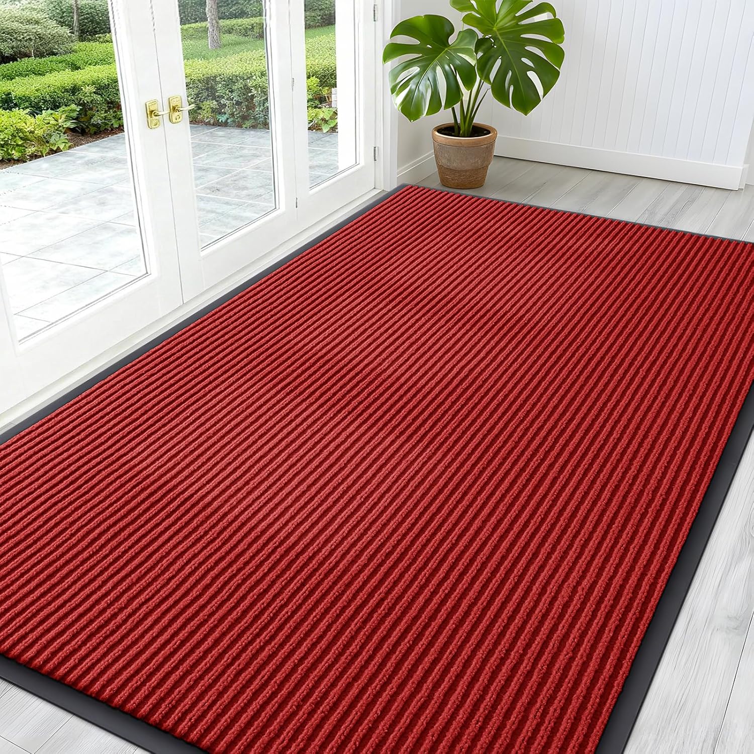 OLANLY Front Door Mat Indoor Outdoor Entrance, Waterproof Heavy Duty Doormat, Fade Resistant, Low Profile, Easy Clean Patio Porch Welcome Floor Mats for Entry, 29.5x17, Beige