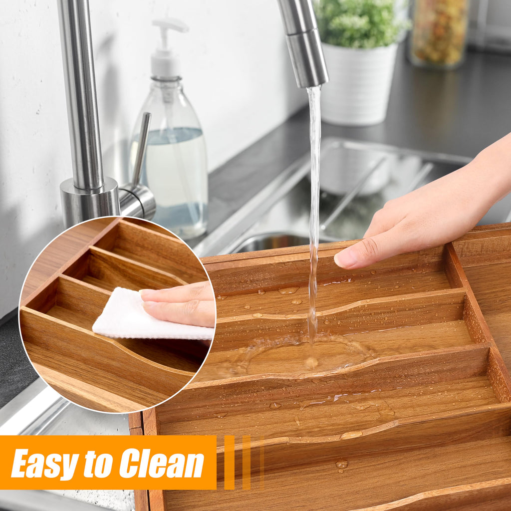 Bellsal Silverware Organizer Kitchen Drawer Organizer Expandable Bamboo Utensil Holder Cutlery Tray for Kitchen Utensil and Flatware Bedroom Office