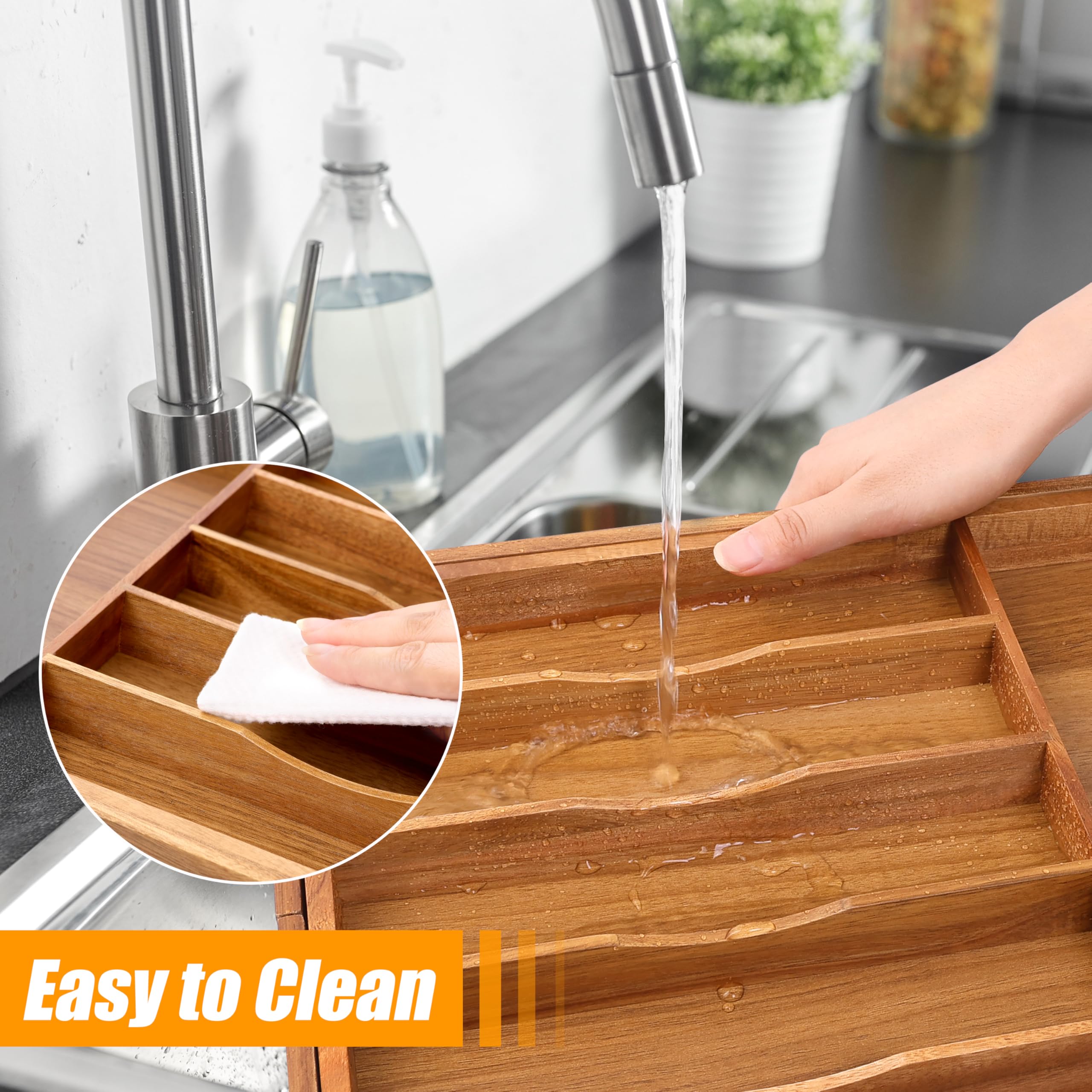Bellsal Silverware Organizer Kitchen Drawer Organizer Expandable Bamboo Utensil Holder Cutlery Tray for Kitchen Utensil and Flatware Bedroom Office