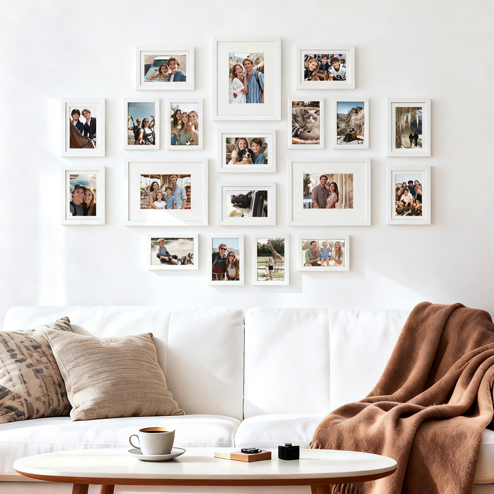 upsimples 19 Pack Picture Frames Collage Wall Decor for Mounting or Tabletop Display, Photo Gallery Frame Set for Family, Multi Sizes Including 8x10, 5x7, 4x6, Black