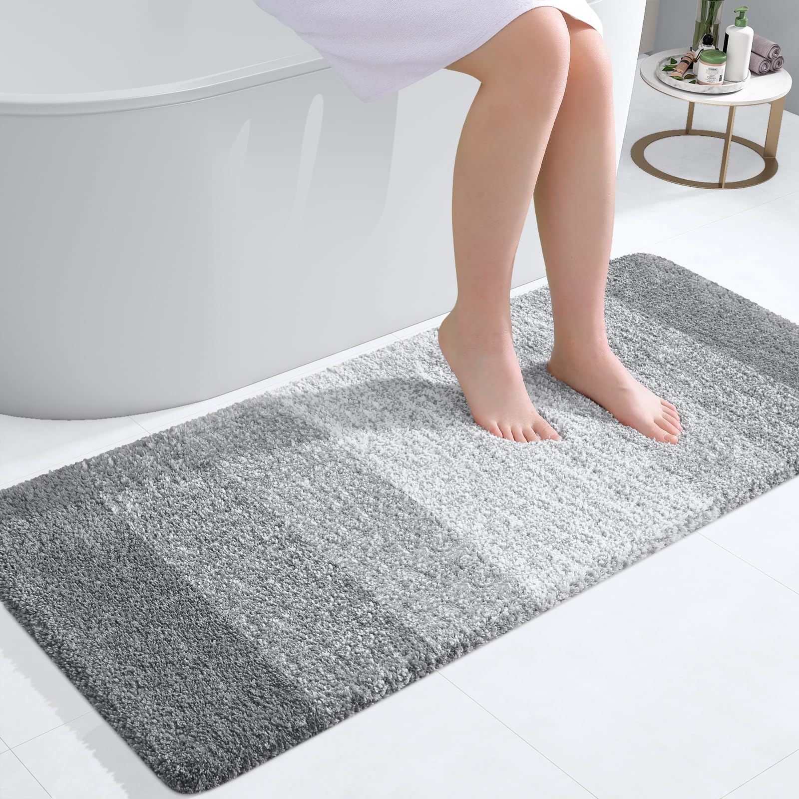 OLANLY Bathroom Rugs Mat 30x20, Extra Soft Absorbent Microfiber Bath Rugs, Rubber Backing, Quick Dry, Machine Washable Bath Mats for Bathroom Floor, Tub and Shower, Home Decor Accessories, Grey