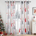 Topfinel Christmas Curtains 84 Inch Length for Living Room 2 Panels Set,Grommet Xmas Decoration Window Curtains with Christmas Tree and Snowflake Print for Bedroom,Set of 2,52x84 Inches Long,White