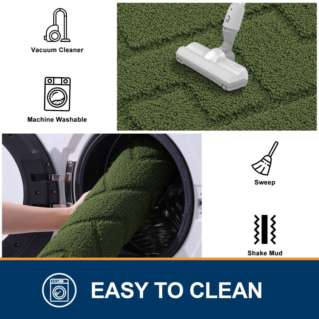 OLANLY Indoor Door Mat, 32x20, Dirt Resistant and Absorbent, Sturdy Non-Slip Rubber Backing, Easy to Clean, Washable Low-Profile Doormat for Entryway, Grey