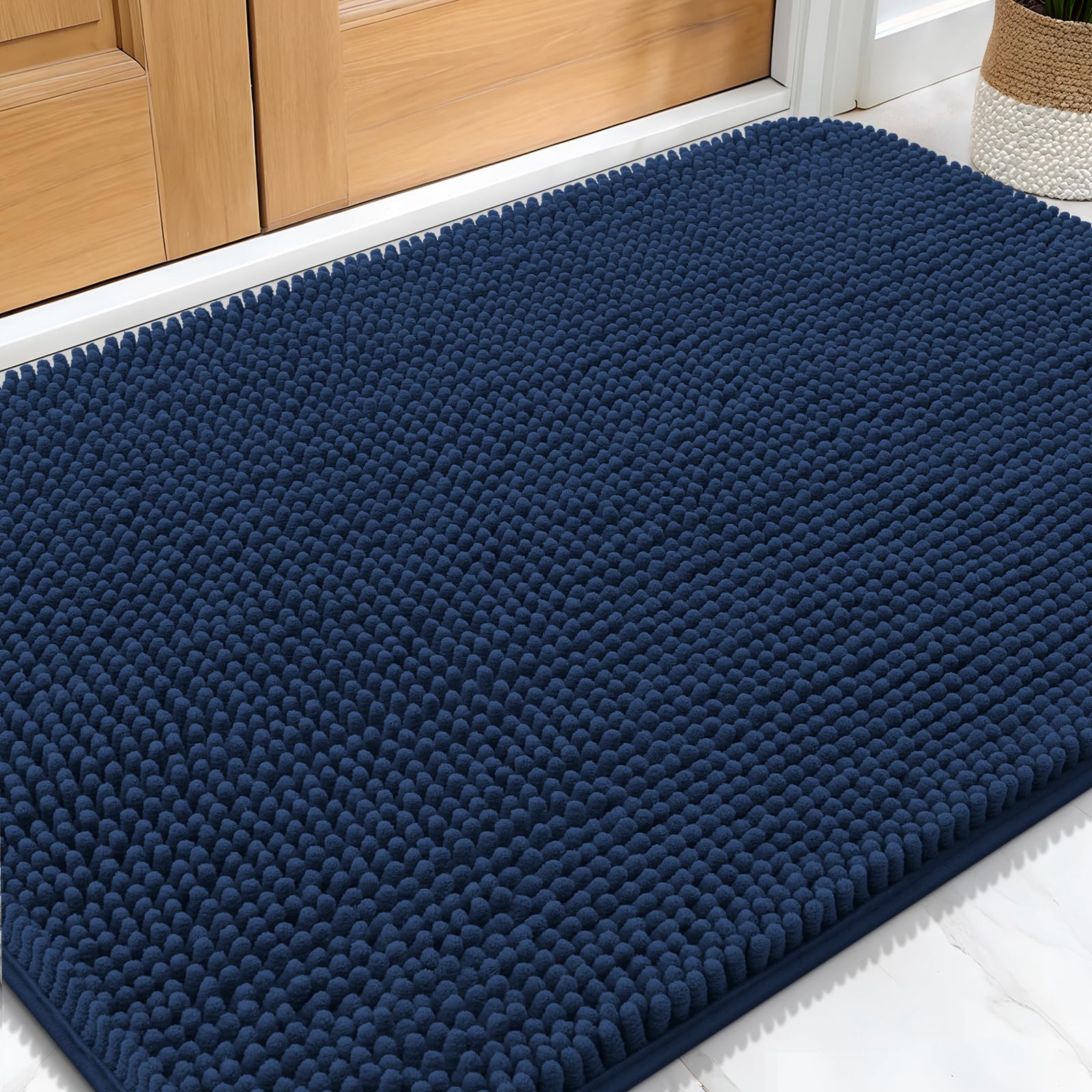 OLANLY Dog Door Mat for Muddy Paws 30x20, Absorbs Moisture and Dirt, Absorbent Non-Slip Washable Doormat, Quick Dry Chenille Mud Mat for Dogs, Entry Indoor Entryway Carpet for Inside Floor, Grey