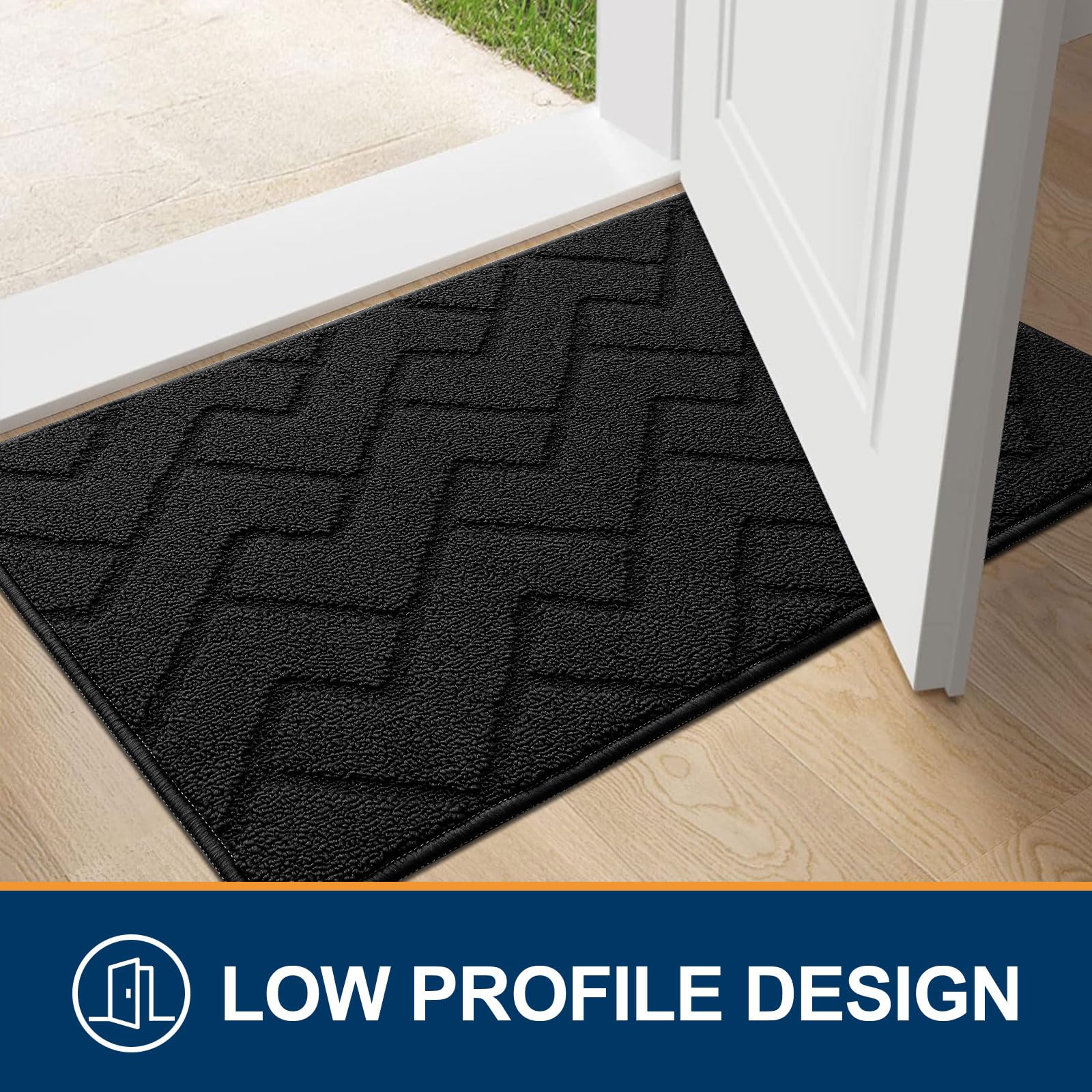 OLANLY Indoor Door Mat, 32x20, Dirt Resistant and Absorbent, Sturdy Non-Slip Rubber Backing, Easy to Clean, Washable Low-Profile Doormat for Entryway, Grey