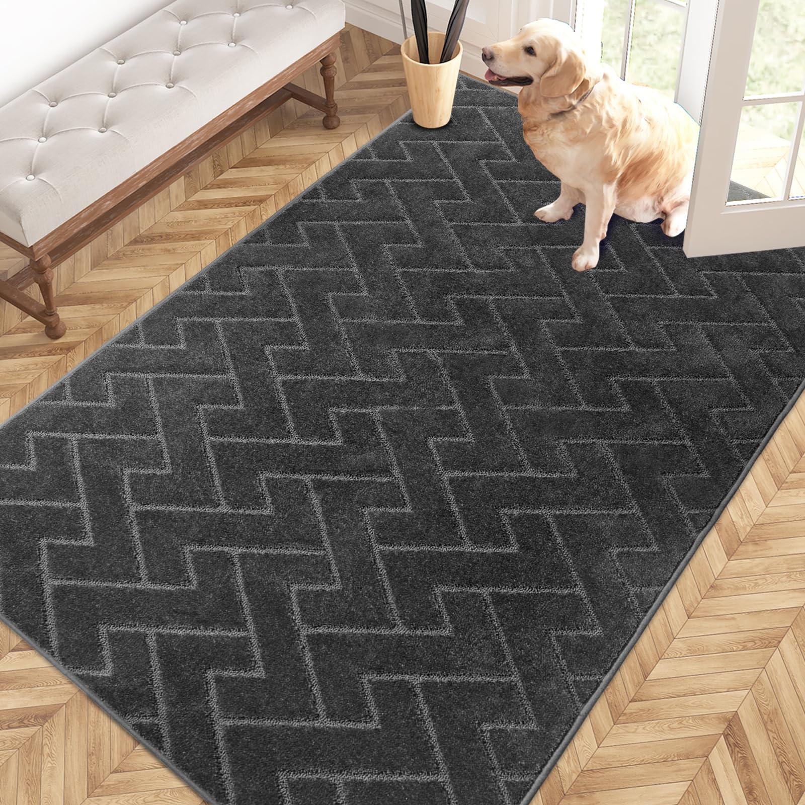PURRUGS Dirt Trapping Door Mat 20" x 31.5", Non-Slip Machine Washable Entry Rug, Dog Doormat, Indoor Front Door Mat, Super Absorbent Entryway Rug for Muddy Shoes & Paws, Taupe