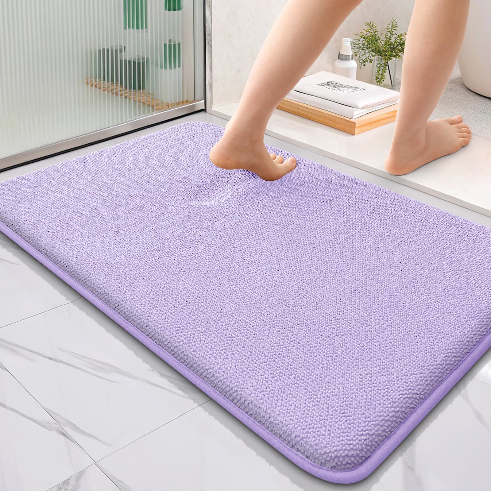 OLANLY Thick Memory Foam Bath Mat Rug 30x20, Extra Soft Absorbent Bathroom Rugs, Quick Dry Bath Mats, Non-Slip, Machine Washable Carpet for Bathroom, Tub and Shower, Home Decor Accessories, Grey