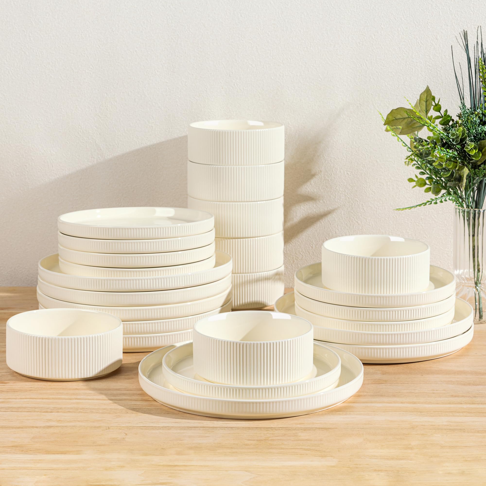 TheTerra Ceramic Dinnerware Sets for 4, 12 Pieces Porcelain Lightweight Speckled Plates and Bowls Sets, Scratch Resistant Dish Set, Oven & Microwave & Dishwasher Safe