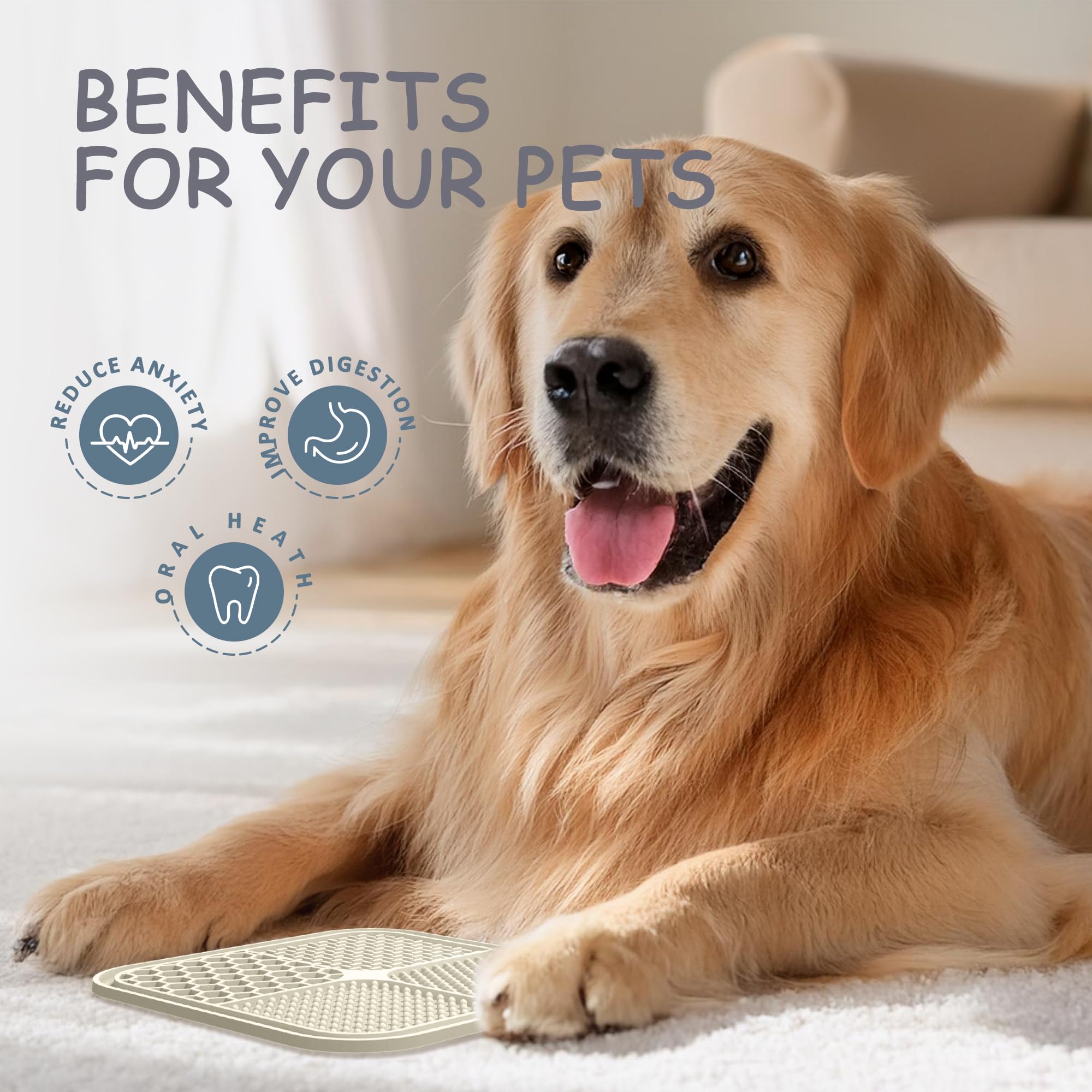 2 Pack Lick Mat for Dogs,Cats,Upgraded 8.5×8.5 inches Licking Mats with Suction Cups,Slow Feeder Licking Pad for Anxiety Relief and Boredom Reducer,Suitable for Dog Training Set 2