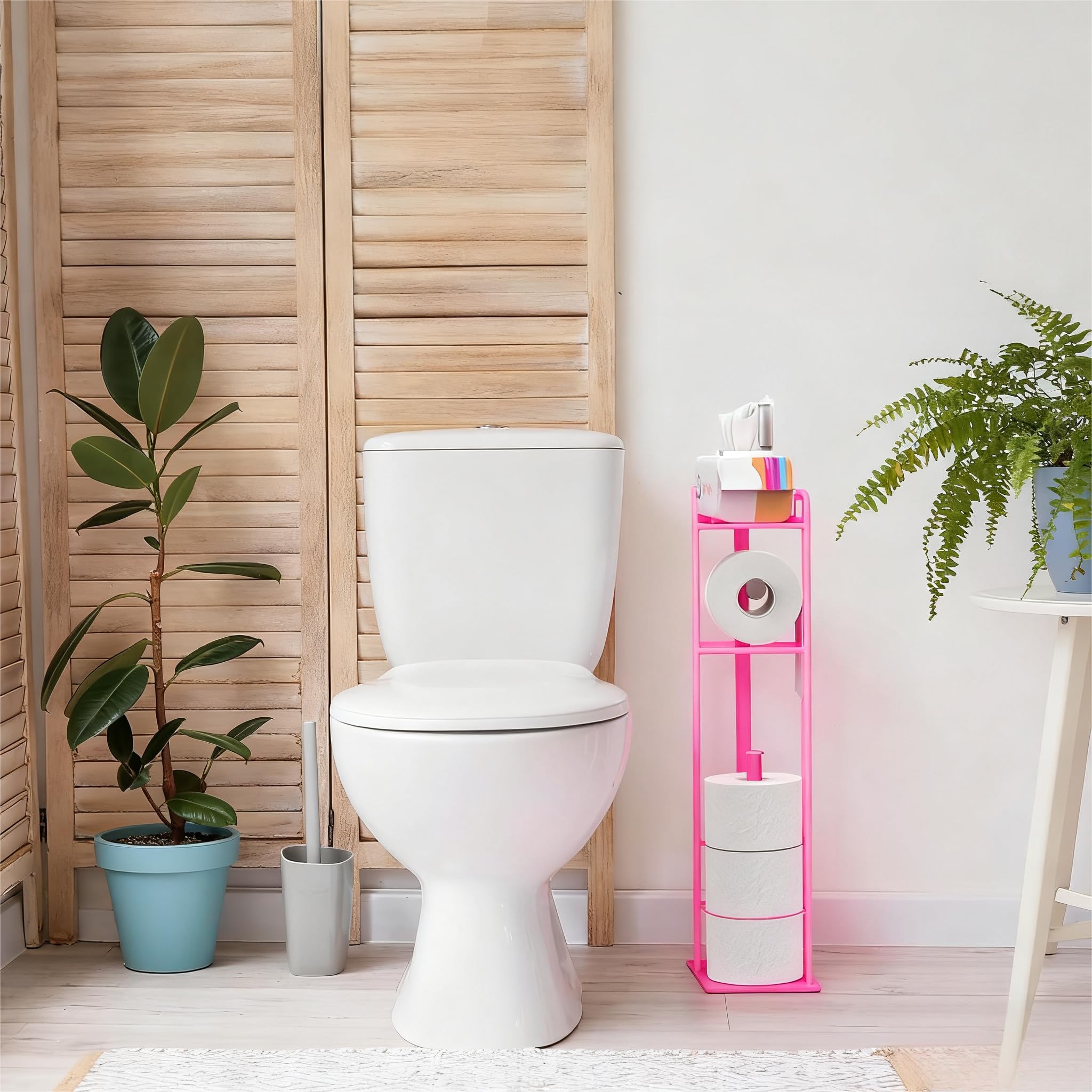 CISILY Black Toilet Paper Holder Stand with Phone Shelf, Bathroom Toliet Decor Decoration. Tissue Roll Free Standing Storage, Rv Accessories, Apartment Restroom Household Home Essentials