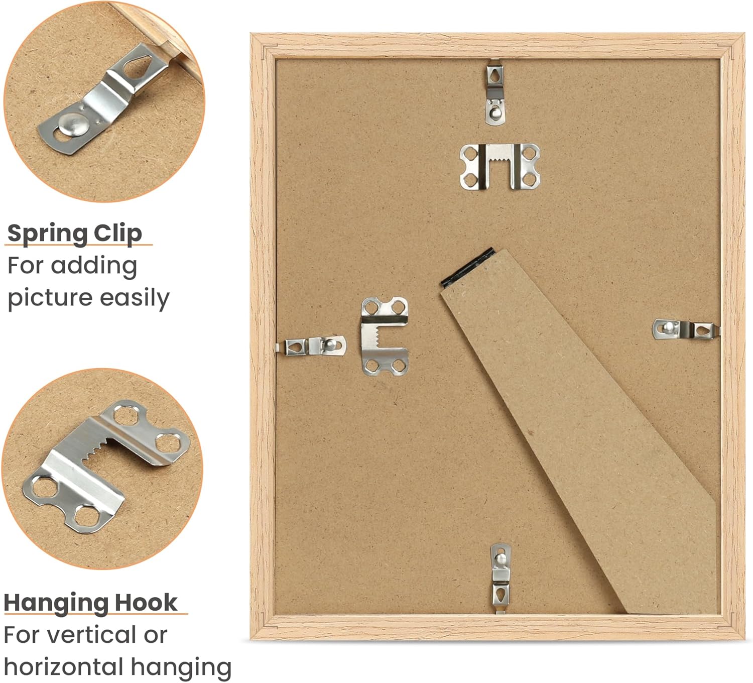 upsimples 8x10 Picture Frame, Natural Solid Wooden Picture Frames, Display 5x7 with Mat or 8 x 10 Without Mat, Wall or Tabletop, 1 Pack, Natural