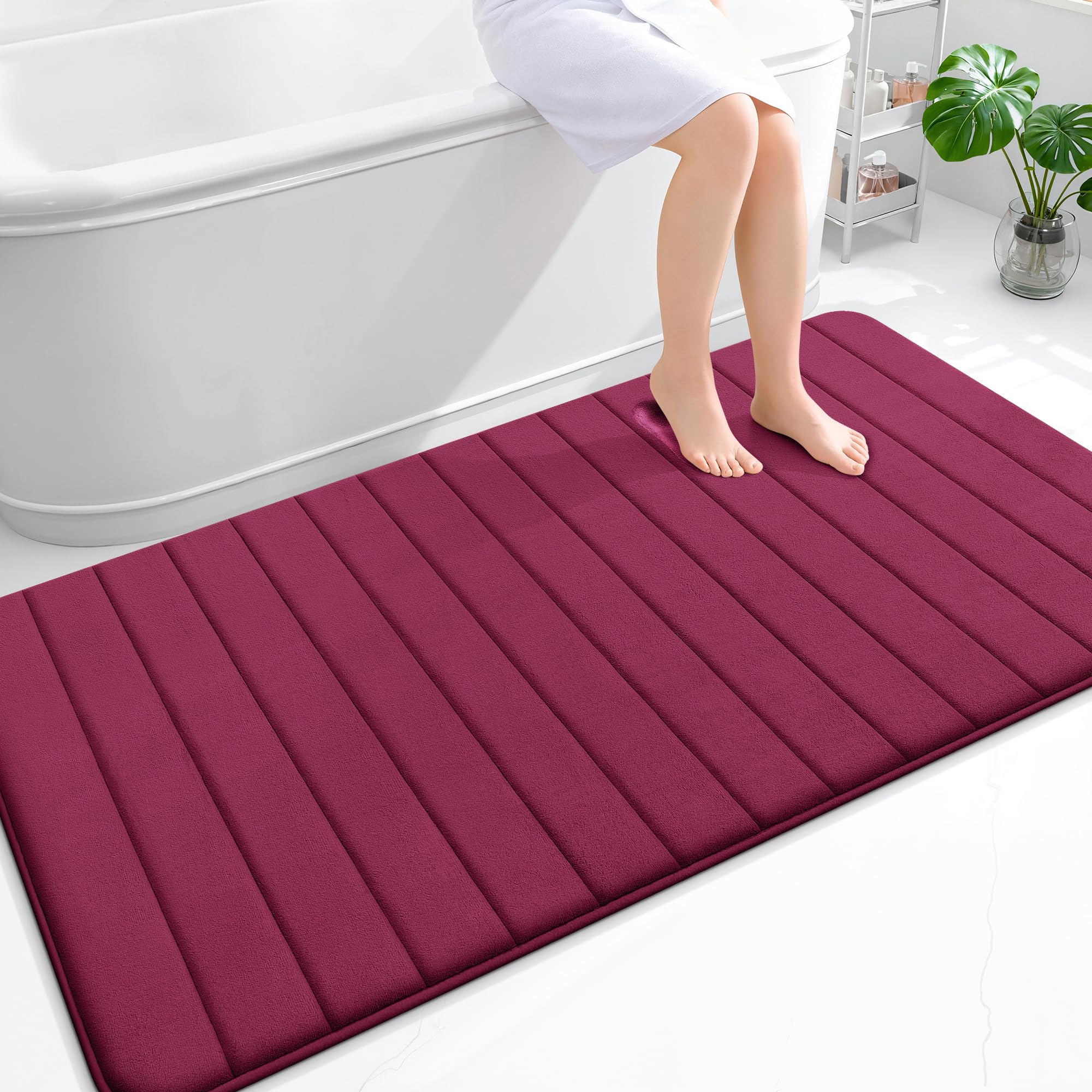 OLANLY Memory Foam Bath Mat 30x20, Super Soft Absorbent Bathroom Rugs, Quick Dry, Machine Washable Shower Floor Rugs, Bathmat Carpet, Bathroom Home Decor Accessories, Grey