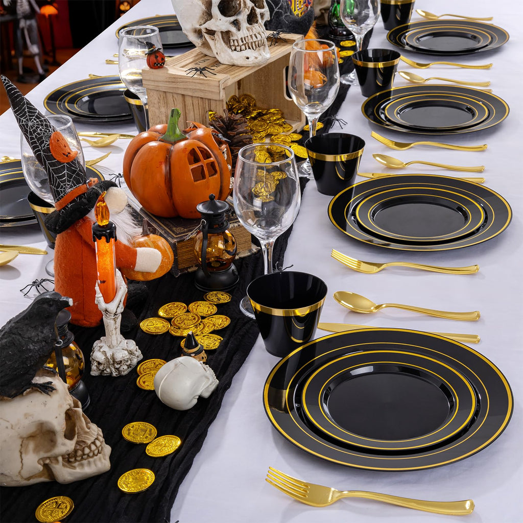 WELLIFE 600 PCS Silver Disposable Dinnerware Set for 100 Guests, Wedding Reception Plates & Silver Plastic Tableware, Dinner & Salad Plates, Cups, Forks, Knives & Spoons for Weddings & Elegant Events