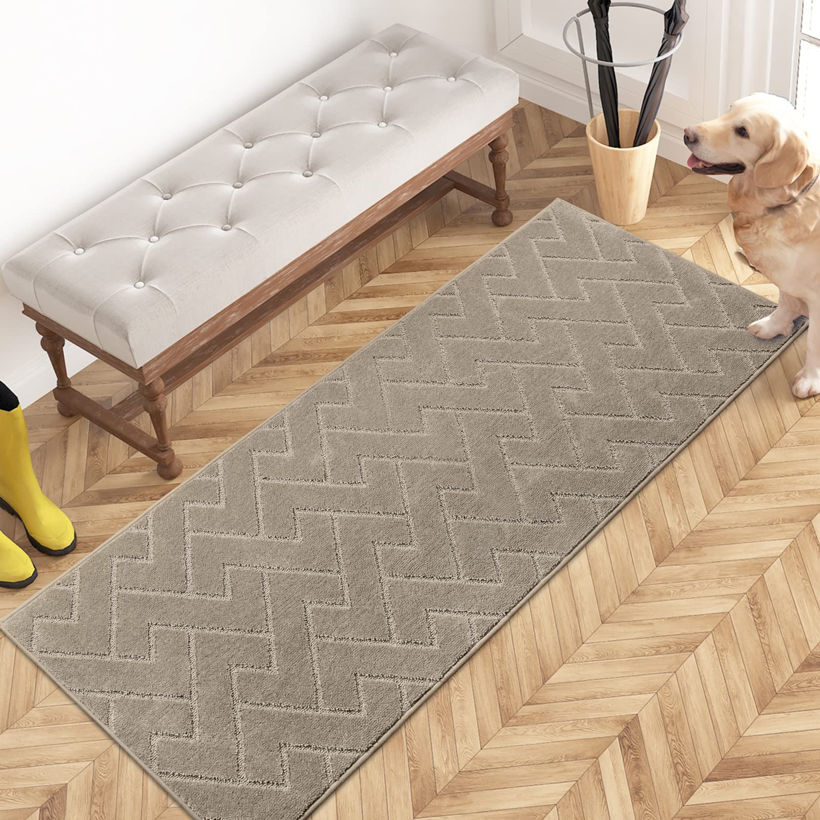 PURRUGS Dirt Trapping Door Mat 20" x 31.5", Non-Slip Machine Washable Entry Rug, Dog Doormat, Indoor Front Door Mat, Super Absorbent Entryway Rug for Muddy Shoes & Paws, Taupe