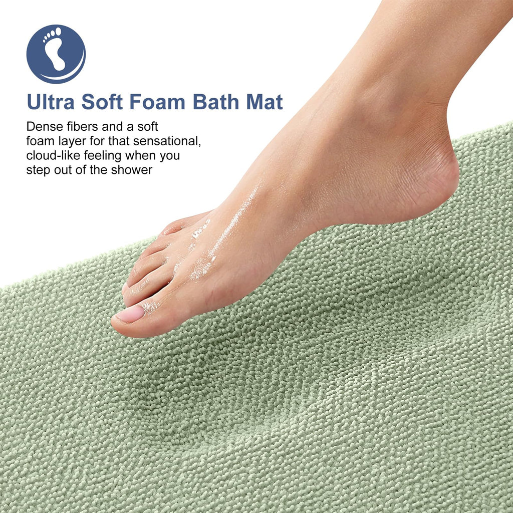 OLANLY Bathroom Rugs Sets 2 Piece, Soft Absorbent Memory Foam Bath Rug Set, Non-Slip, Quick Dry, Machine Washable Bath Mats for Bathroom, Home Decor Accessories (30"x20"+24"x16", Grey)