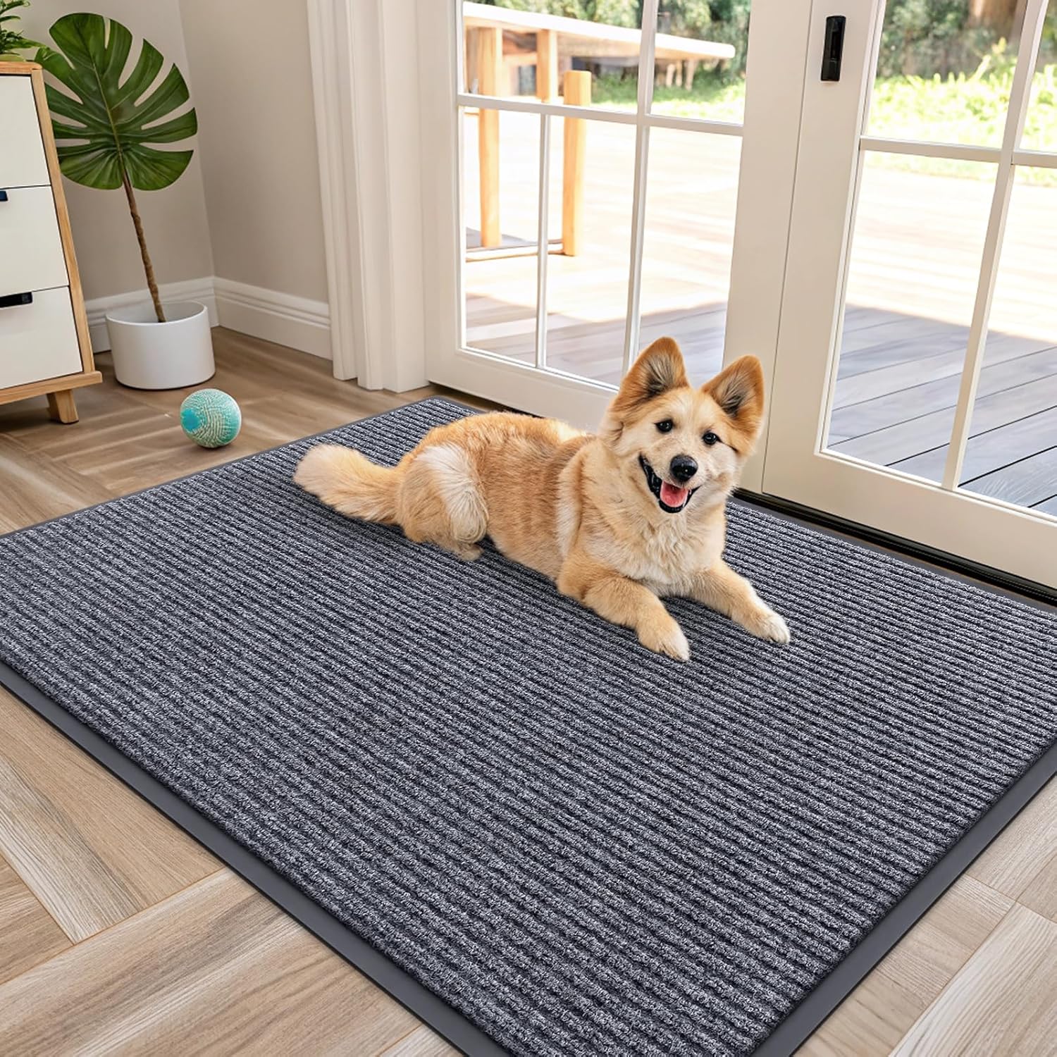 OLANLY Front Door Mat Indoor Outdoor Entrance, Waterproof Heavy Duty Doormat, Fade Resistant, Low Profile, Easy Clean Patio Porch Welcome Floor Mats for Entry, 29.5x17, Beige