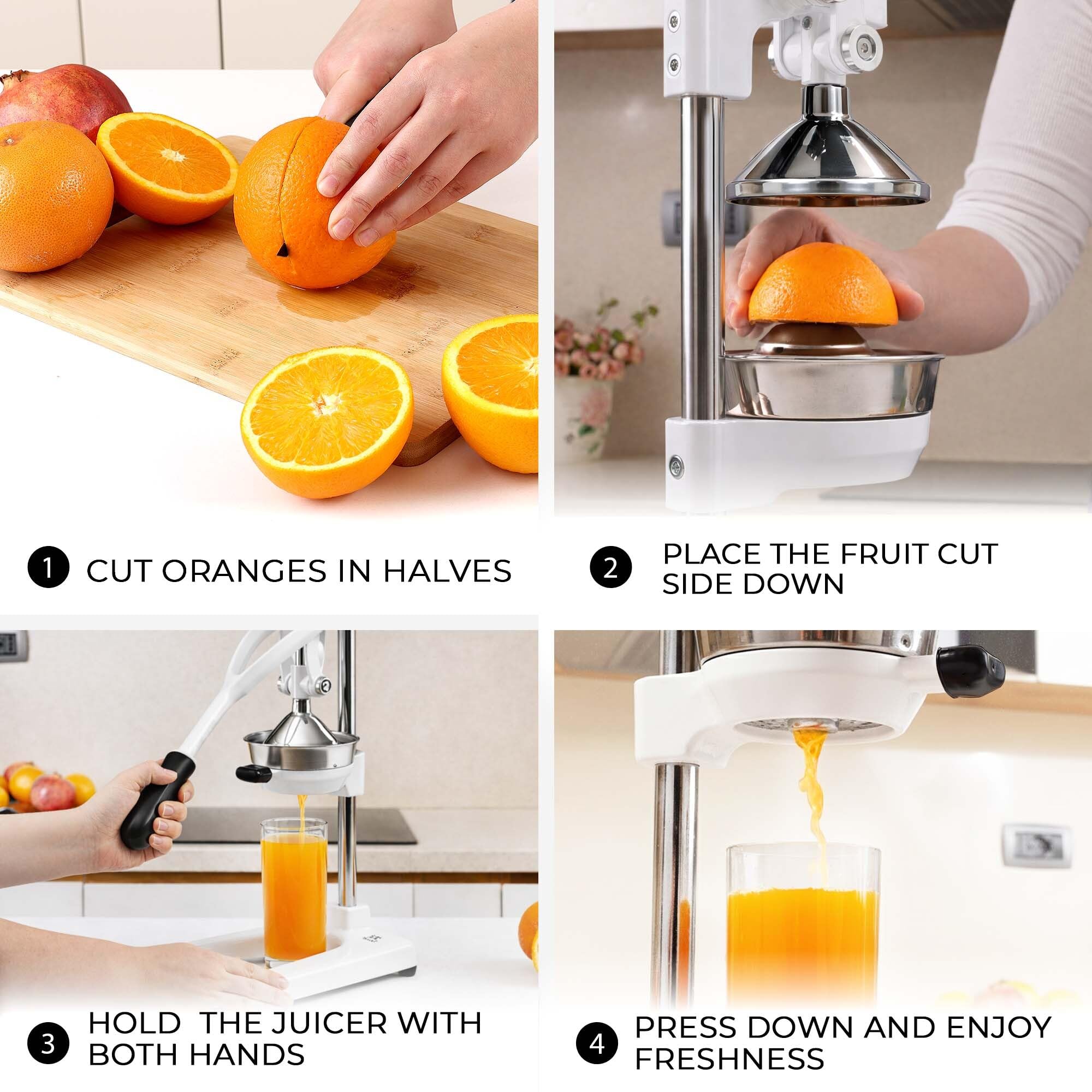 Zulay Kitchen Cast Iron Juicer - Easy-to-Clean Heavy-Duty Manual Juicer, Professional Citrus Juicer - Stainless Steel Lemon Squeezer - Manual Citrus Press & Orange Squeezer - Orange Juicer (Black)