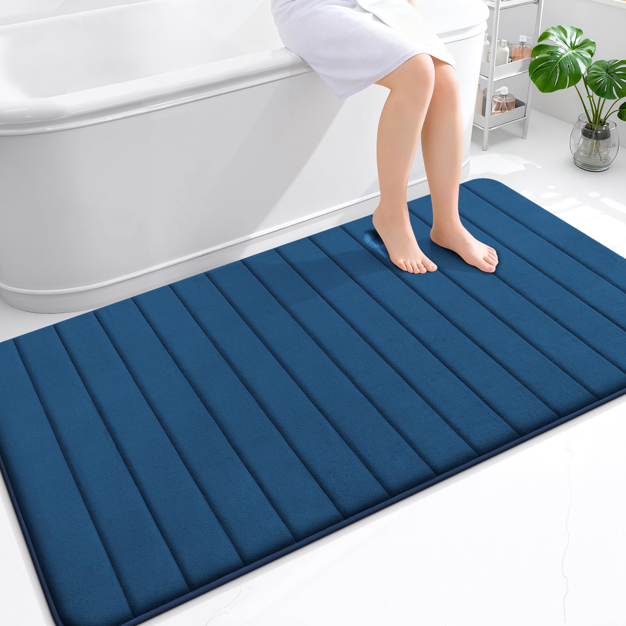 OLANLY Memory Foam Bath Mat 30x20, Super Soft Absorbent Bathroom Rugs, Quick Dry, Machine Washable Shower Floor Rugs, Bathmat Carpet, Bathroom Home Decor Accessories, Grey