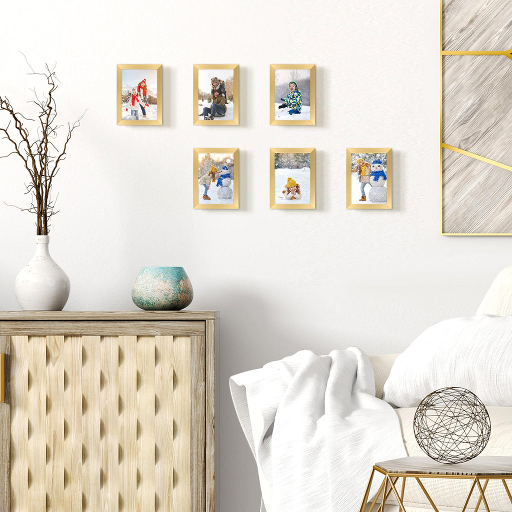upsimples 5x7 Picture Frame Set of 10, Display Pictures 4x6 with Mat or 5x7 Without, Multi Photo Frames Collage for Wall or Tabletop Display, Black