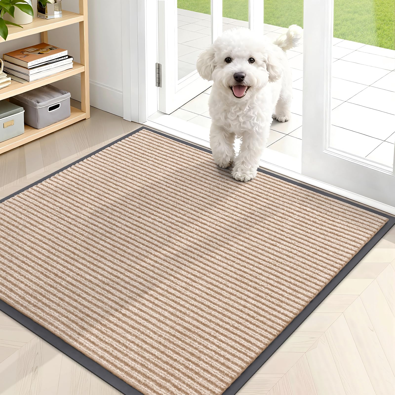 OLANLY Front Door Mat Indoor Outdoor Entrance, Waterproof Heavy Duty Doormat, Fade Resistant, Low Profile, Easy Clean Patio Porch Welcome Floor Mats for Entry, 29.5x17, Grey