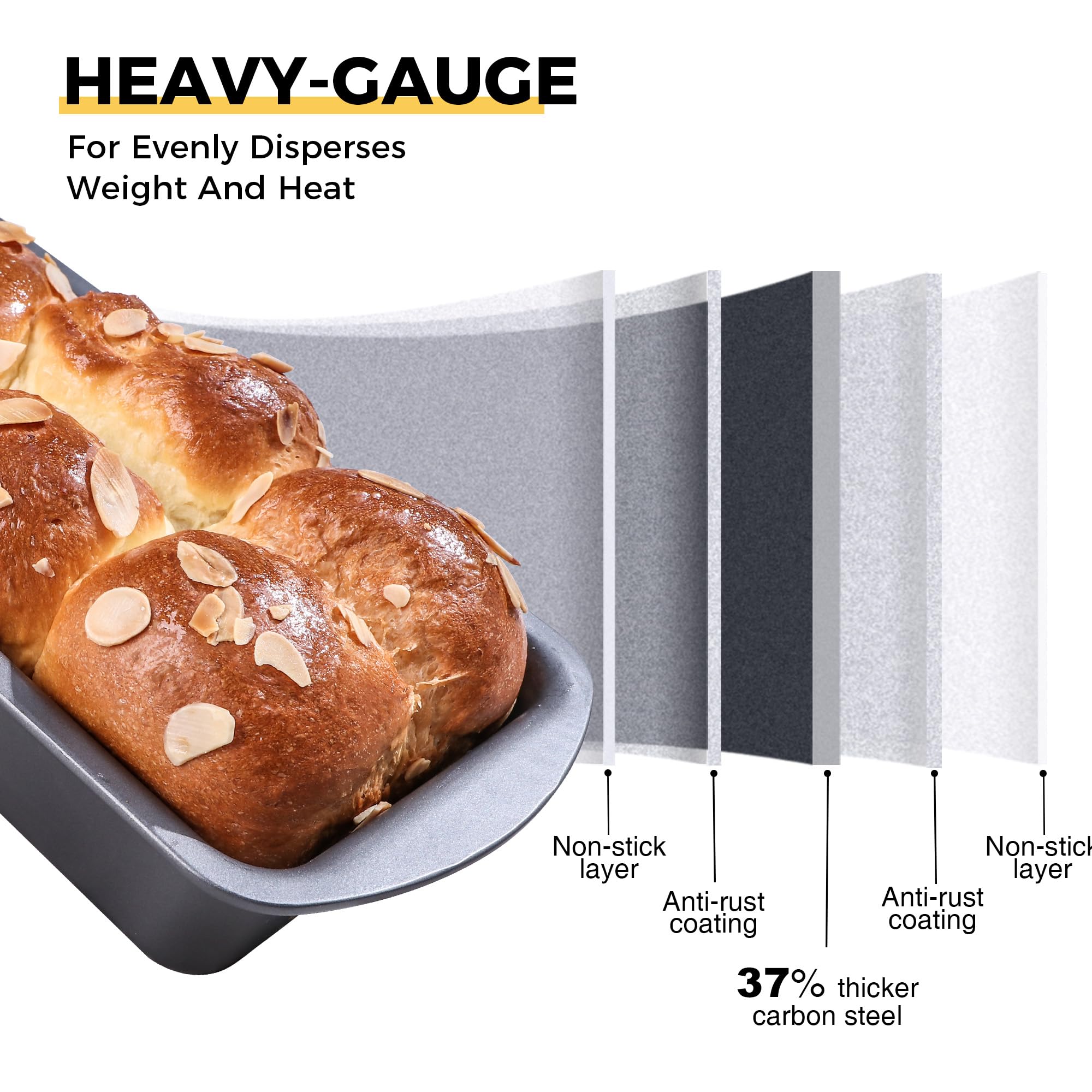 HONGBAKE Mini Loaf Pan for Baking Bread, 6 x 3.3 x 2 In Nonstick Small Banana Bread Tins Set of 3, Tiny Carbon Steel Meatloaf Pan - Dark Grey