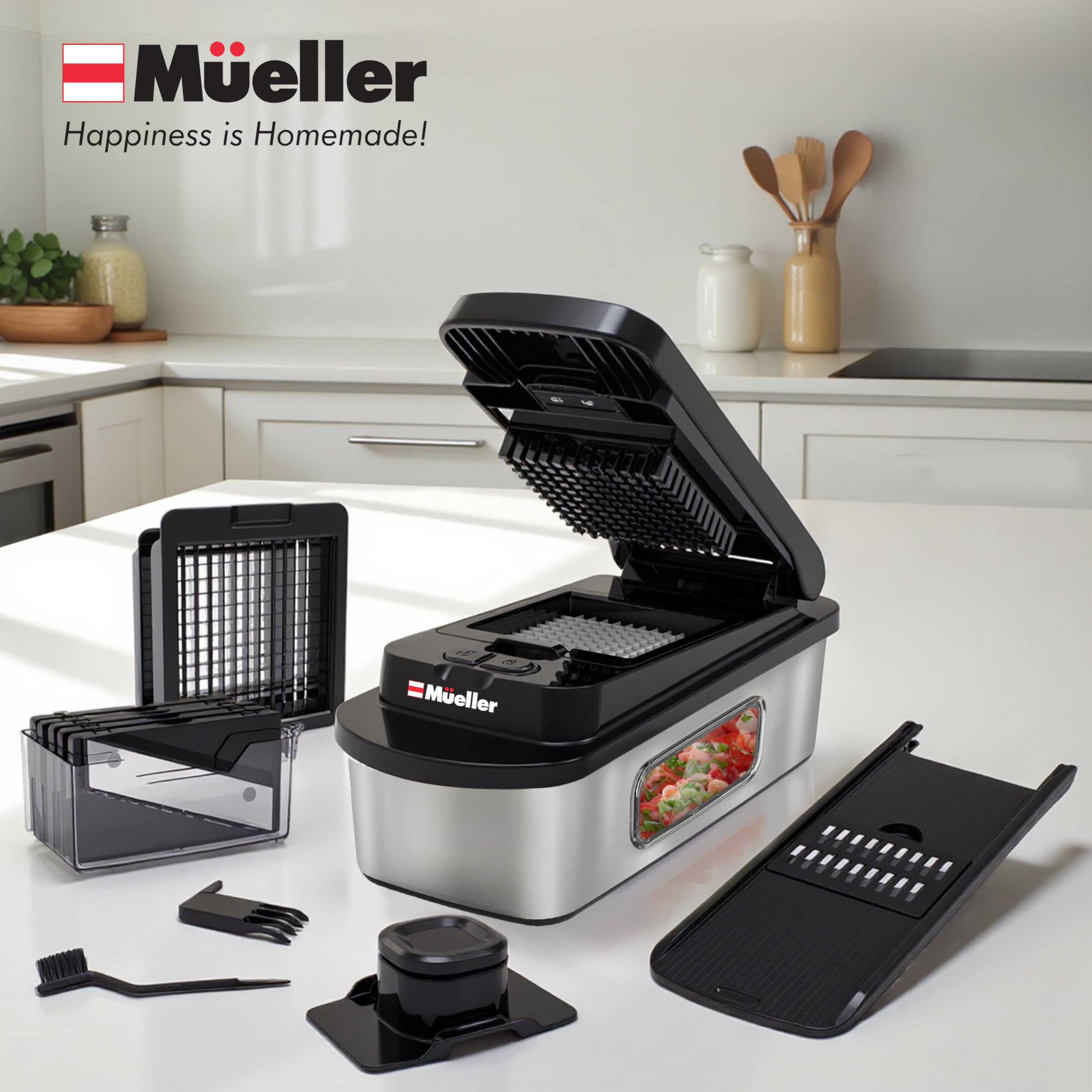 Mueller The Real Original Pro Chopper since 2013 Vegetable Chopper Mandoline Slicer, 8 Blade Food Veggie Chopper Onion Vegetable Cutter with Container, Kitchen Gadgets & Essentials, (10 in 1)