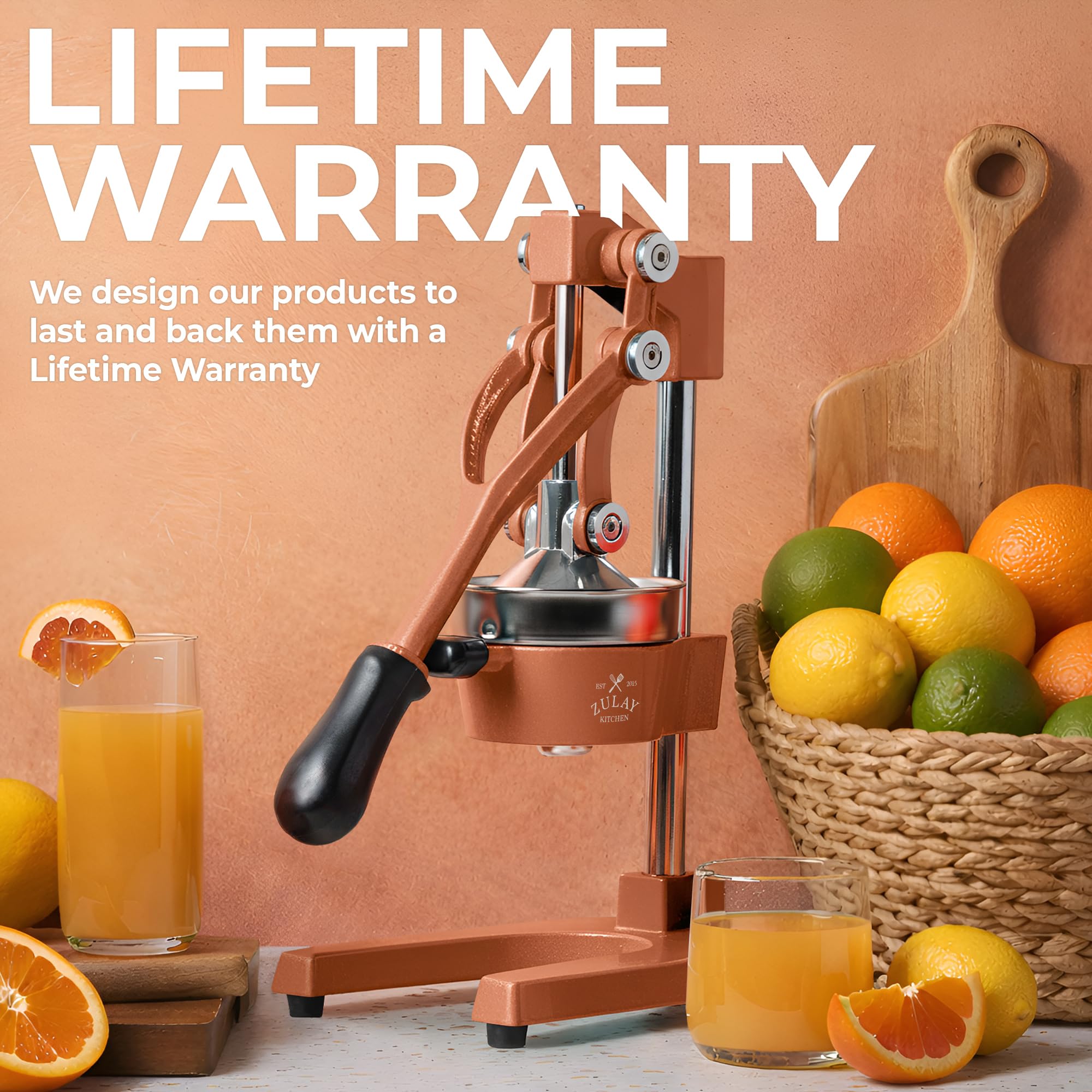 Zulay Kitchen Cast Iron Juicer - Easy-to-Clean Heavy-Duty Manual Juicer, Professional Citrus Juicer - Stainless Steel Lemon Squeezer - Manual Citrus Press & Orange Squeezer - Orange Juicer (Black)