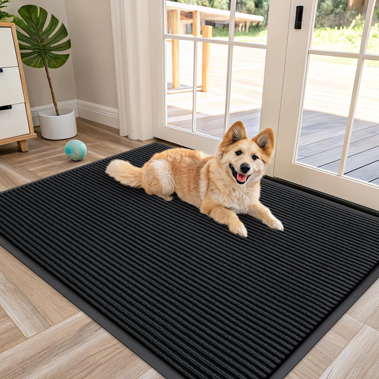 OLANLY Front Door Mat Indoor Outdoor Entrance, Waterproof Heavy Duty Doormat, Fade Resistant, Low Profile, Easy Clean Patio Porch Welcome Floor Mats for Entry, 29.5x17, Grey