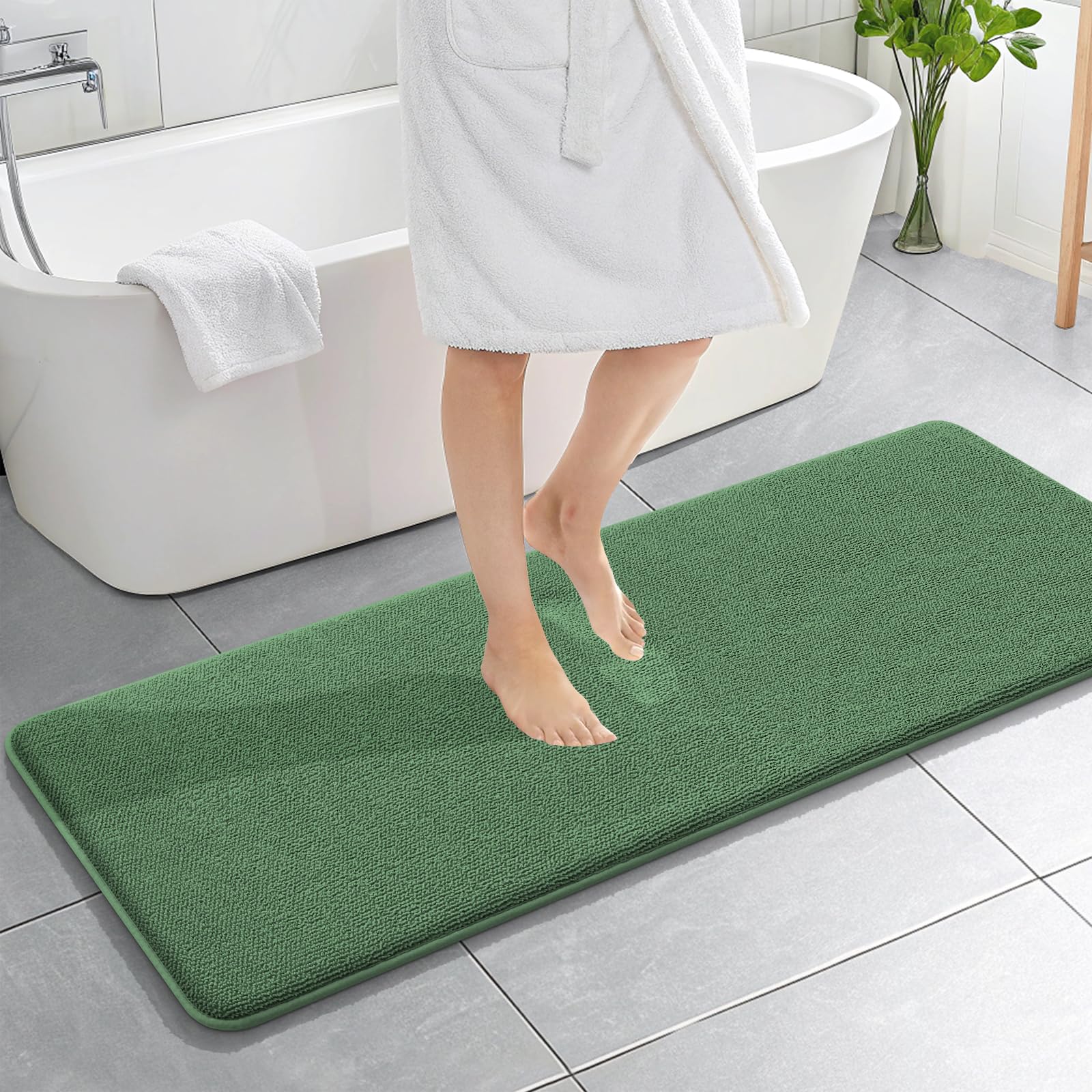 OLANLY Thick Memory Foam Bath Mat Rug 30x20, Extra Soft Absorbent Bathroom Rugs, Quick Dry Bath Mats, Non-Slip, Machine Washable Carpet for Bathroom, Tub and Shower, Home Decor Accessories, Grey