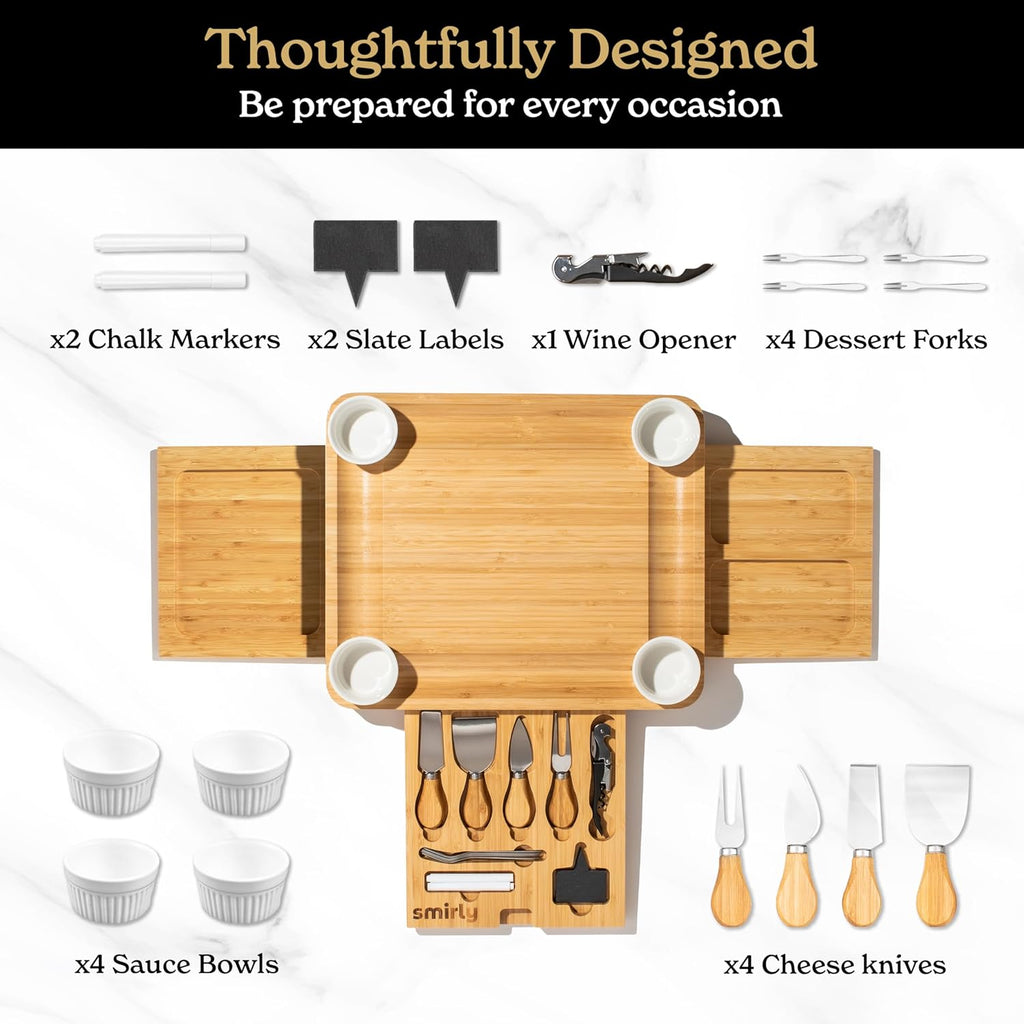 Flat Acacia Wood Charcuterie Boards Gift Set Bundle