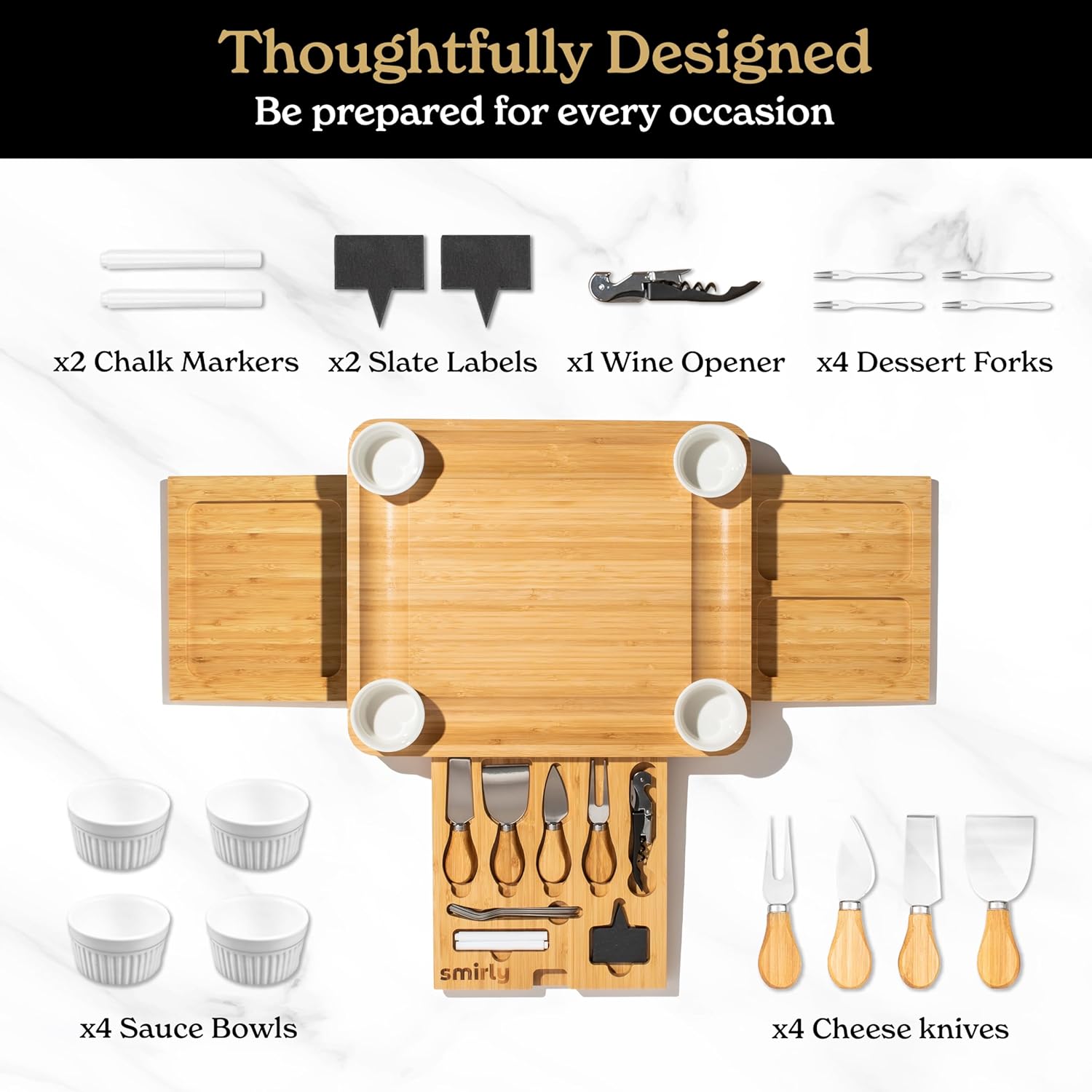 3 Side Acacia Wood Charcuterie Boards Gift Set Bundle
