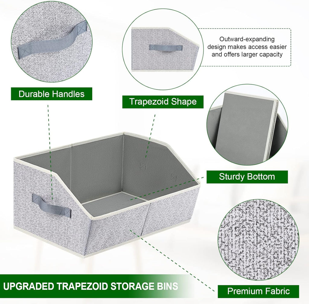 Homsorout Organizer Bins Cube Storage - Trapezoid Storage Bin 6 Pack Beige & Grey, Fabric Baskets for Organizing, Large Storage Basket for Shelves