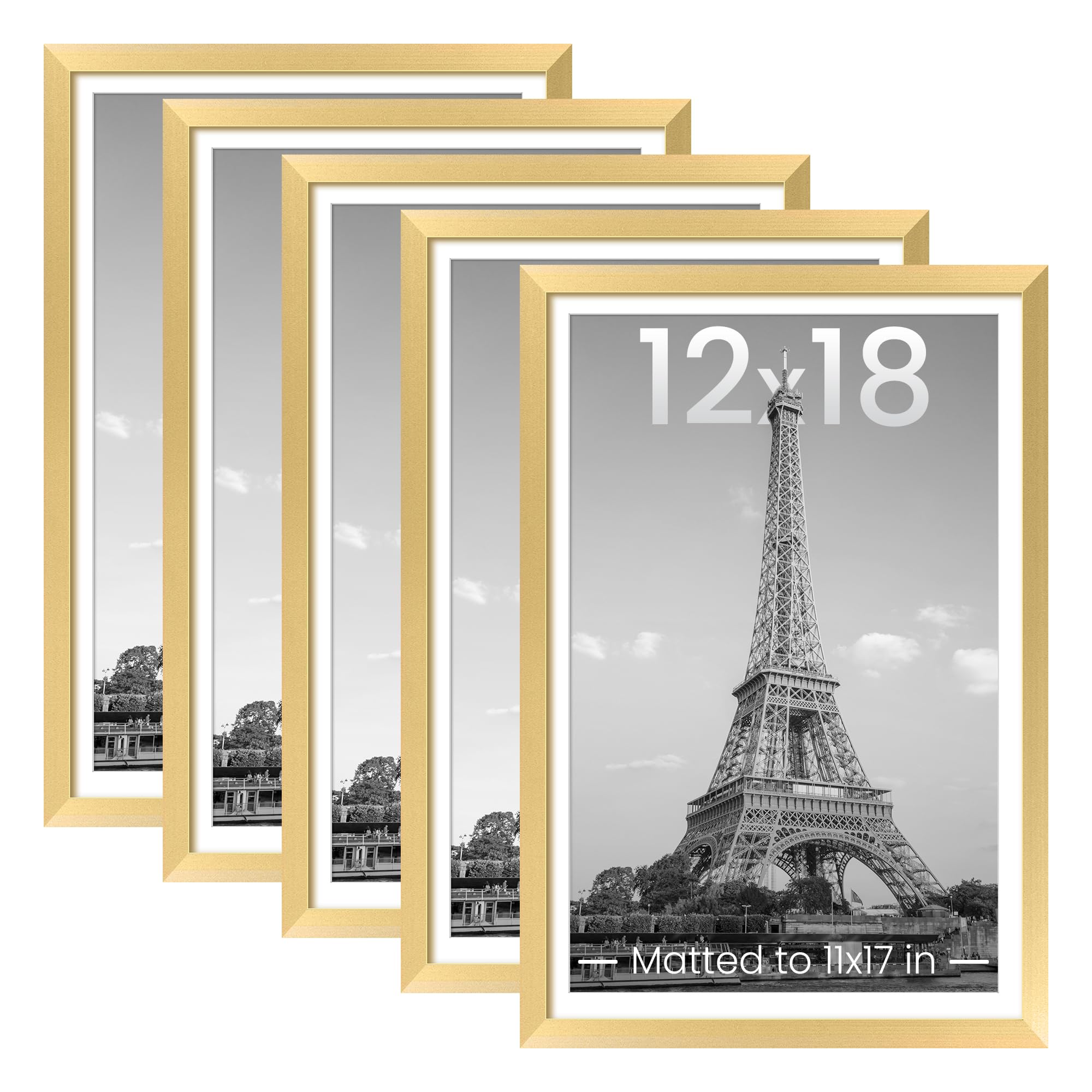 upsimples 8x10 Picture Frame Set of 5, Display Pictures 5x7 with Mat or 8 x 10 Without, Wall Gallery Photo Frames, Black