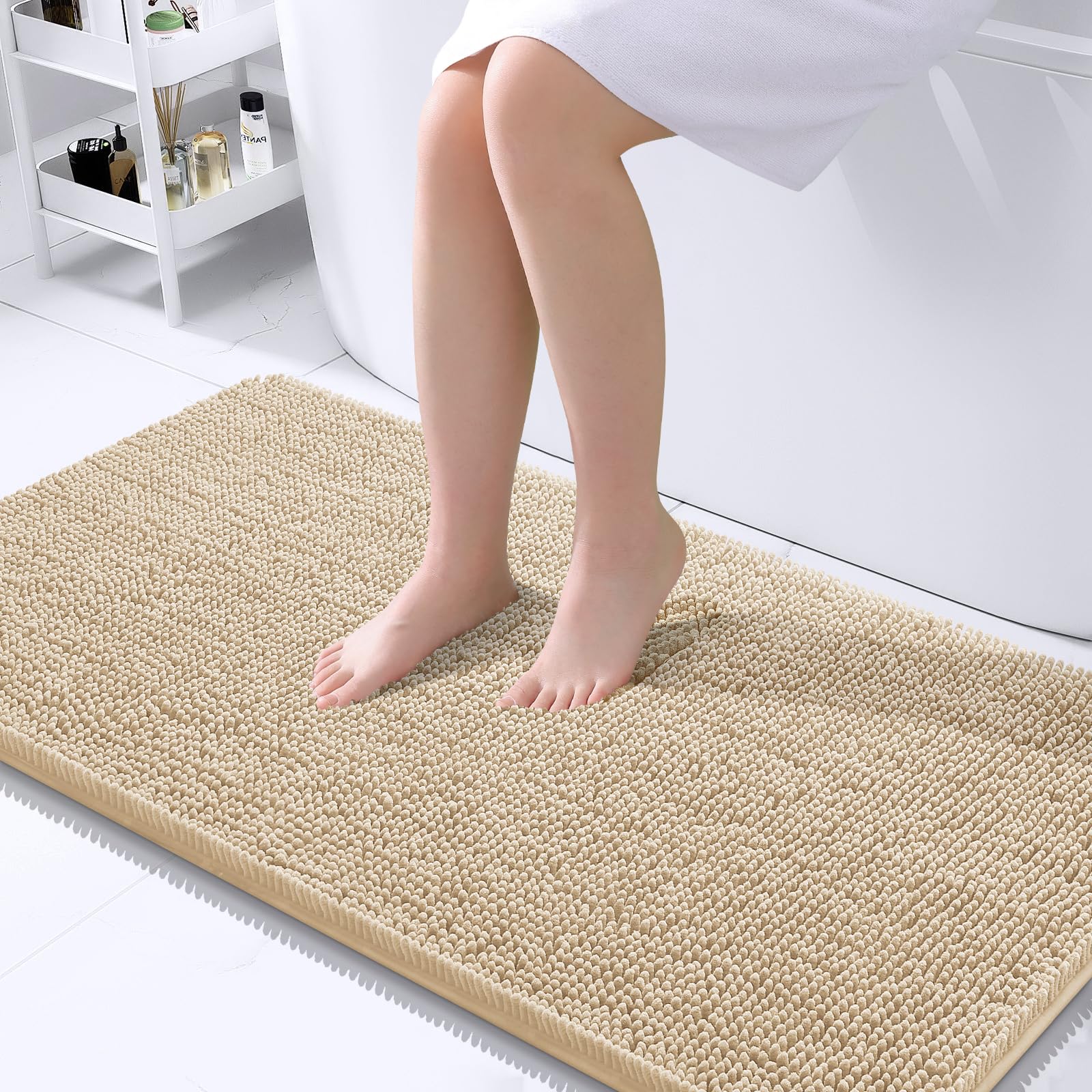 OLANLY Bathroom Rugs 30x20, Extra Soft Absorbent Chenille Bath Rugs, Rubber Backing Quick Dry, Machine Washable Bath Mats for Bathroom Floor, Tub and Shower, Home Decor Accessories, Grey