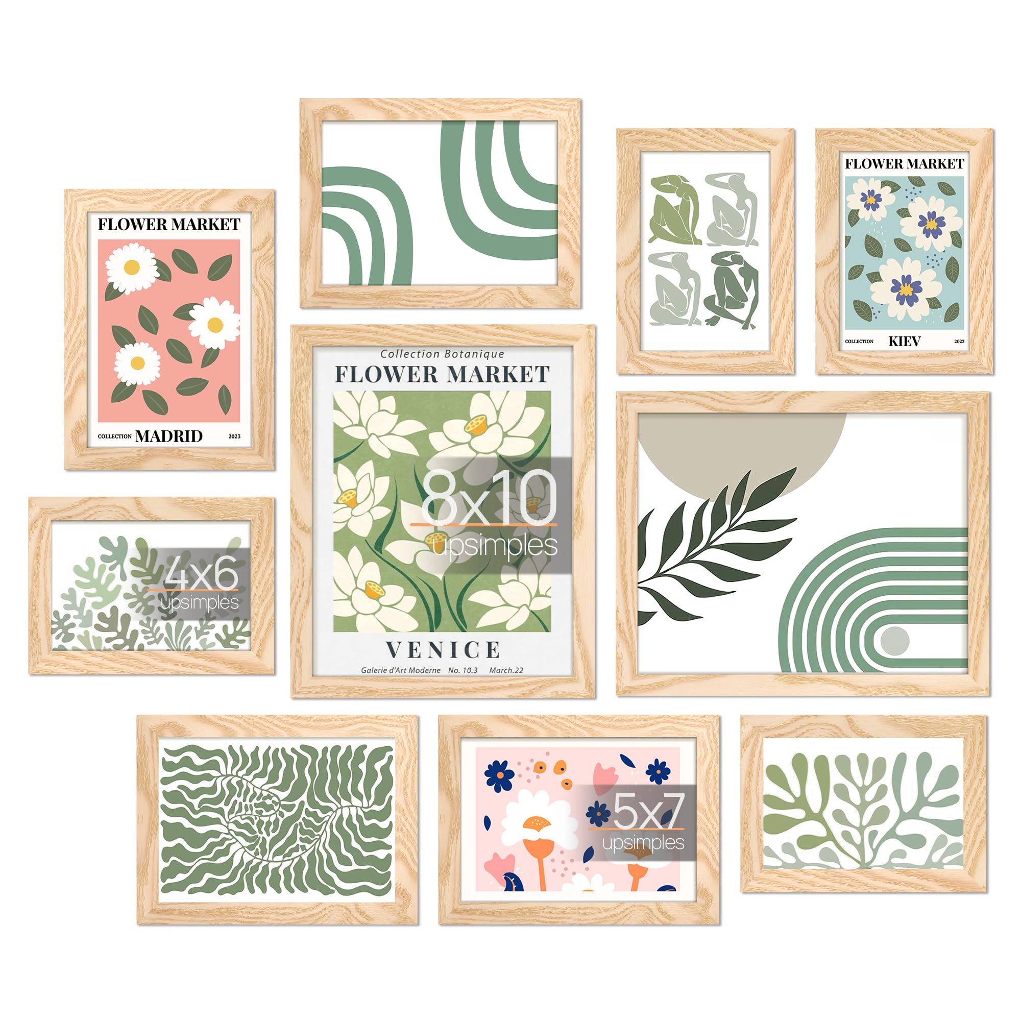 upsimples 10 Pack Picture Frames Collage Wall Decor for Mounting or Tabletop Display, Photo Gallery Frame Set for Family, Multi Sizes Including 8x10, 5x7, 4x6, Black