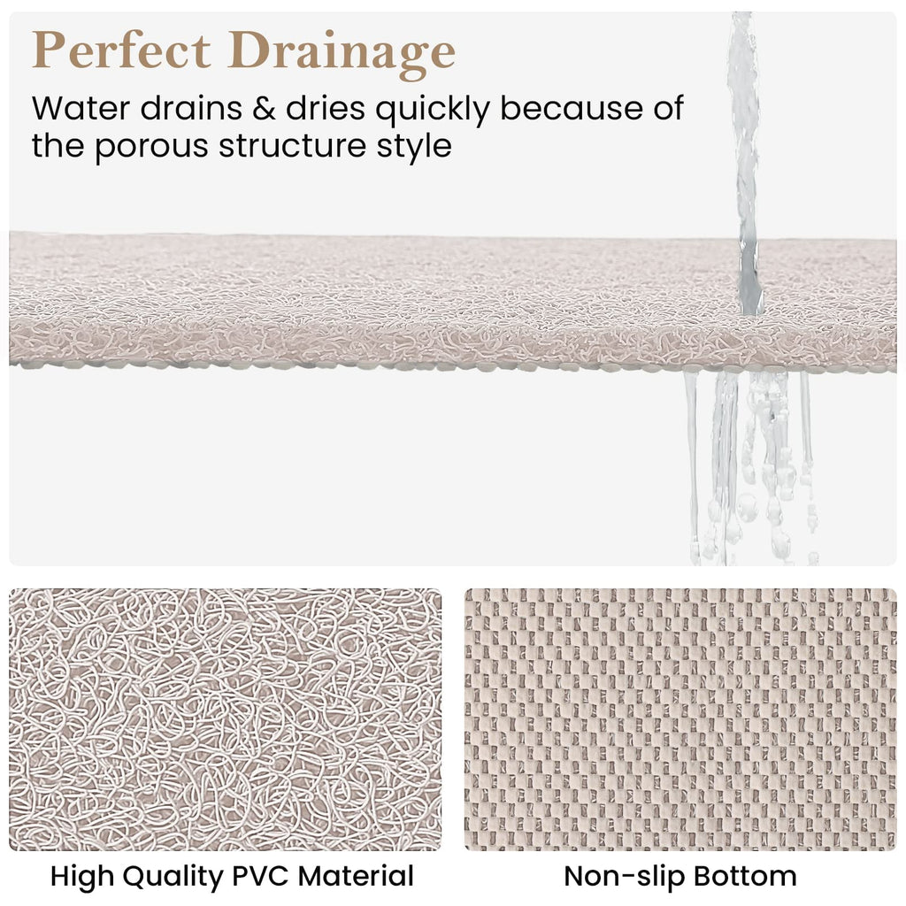 PVC Loofah Shower/Bathtub Mat Non-Slip, 24x16 inch, Soft Tub Mat with Drain, for Tub and Bathroom,Quick Drying,Grey