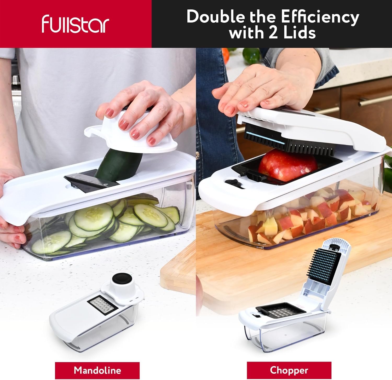 fullstar Bundle: Compact Chopper and 2 Silicone Lids