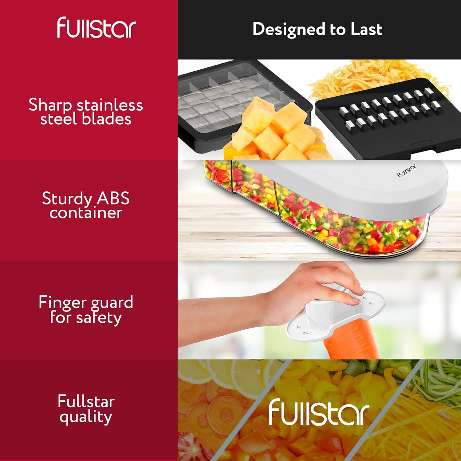 fullstar Bundle: Compact Chopper and 2 Silicone Lids