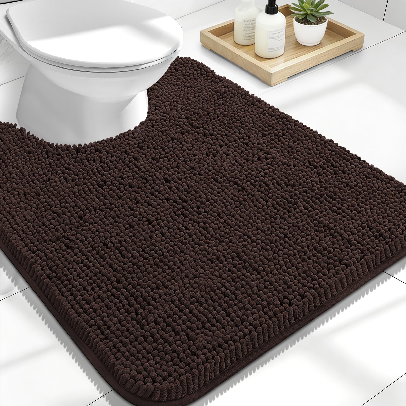 OLANLY Bathroom Rugs 30x20, Extra Soft Absorbent Chenille Bath Rugs, Rubber Backing Quick Dry, Machine Washable Bath Mats for Bathroom Floor, Tub and Shower, Home Decor Accessories, Grey