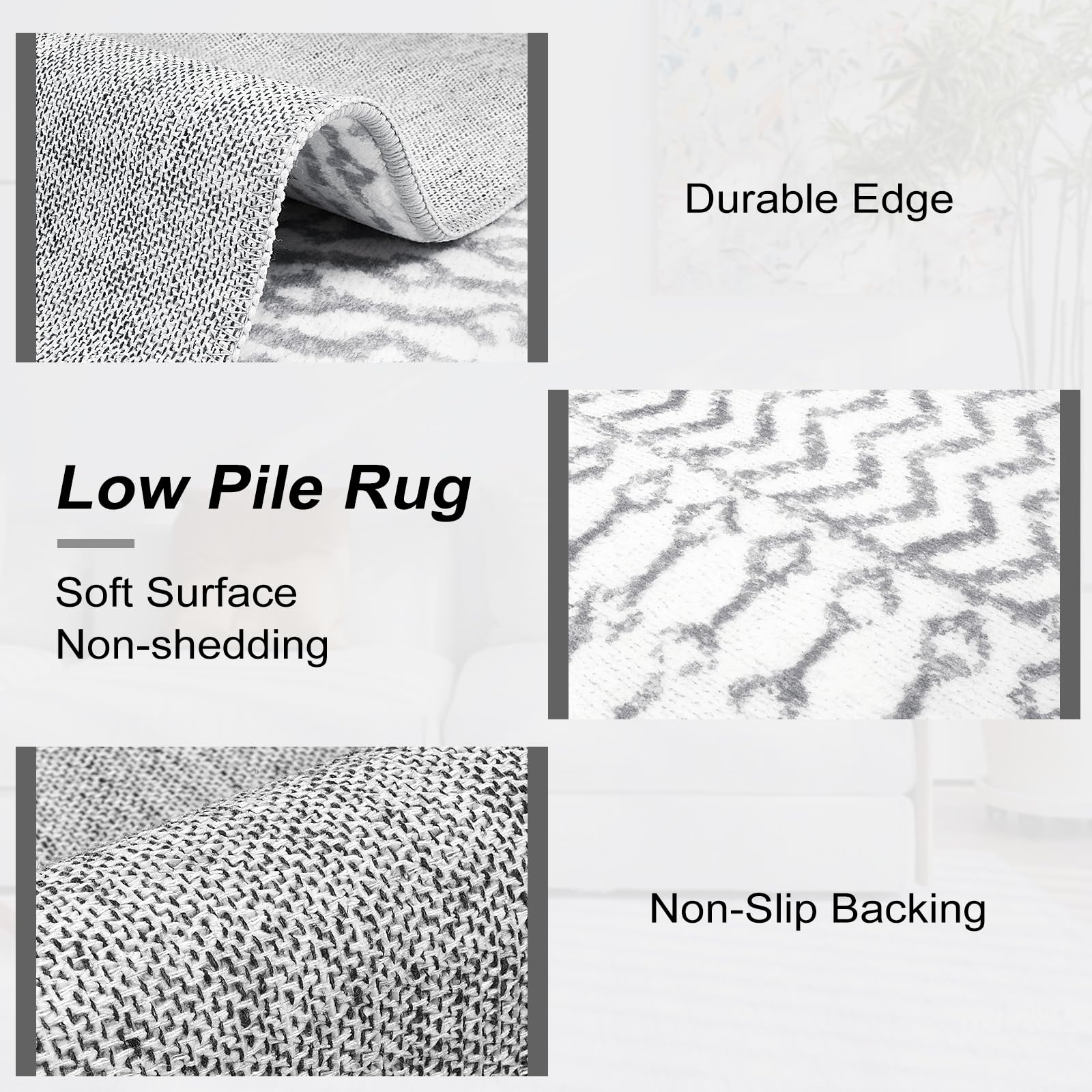 Moroccan Washable Rugs, 2x3 Light Grey Rug Non-Slip Small Distressed Entryway Rugs, Soft Low-Pile Bedroom Rug Indoor Doormat Carpet for Entryway Kitchen Bathroom