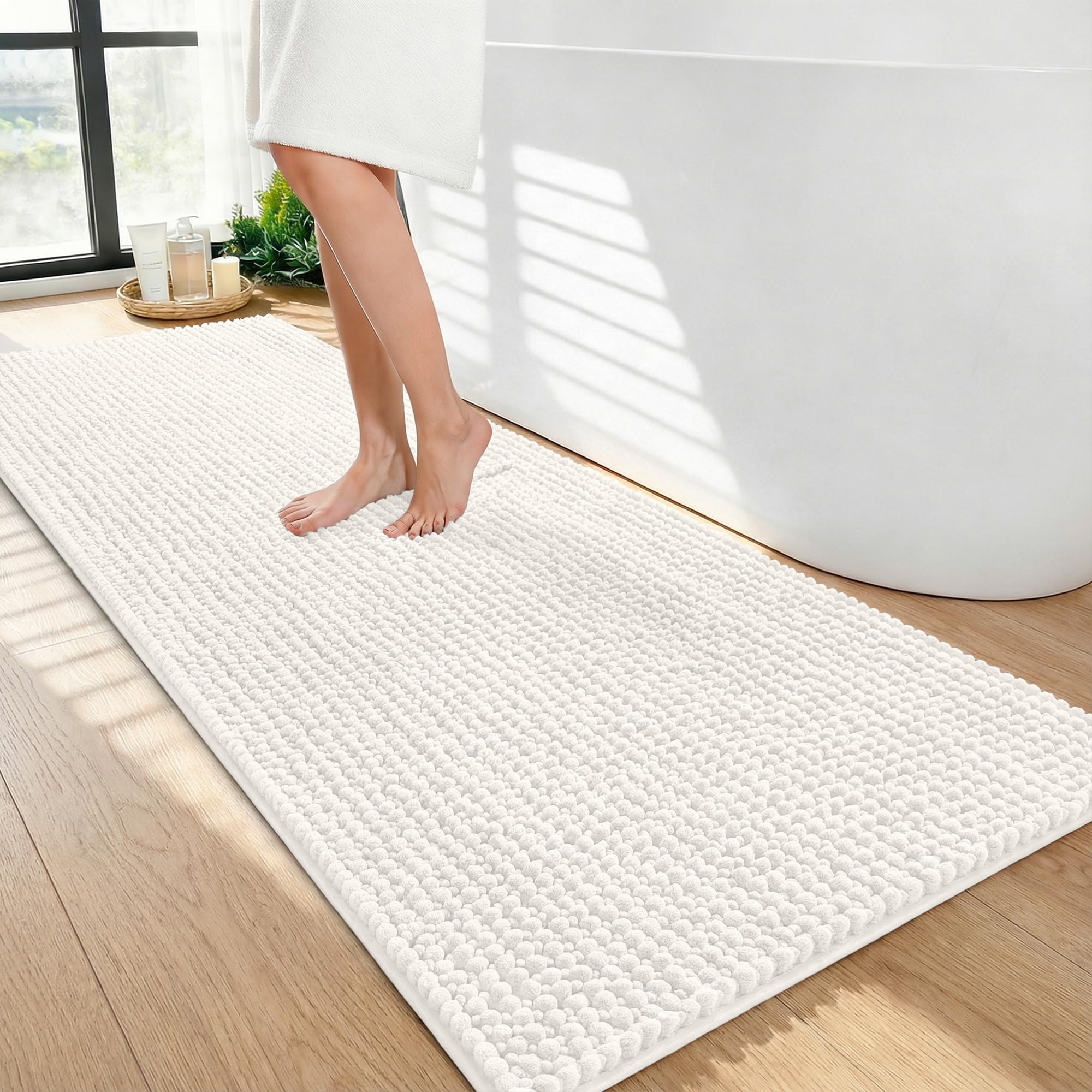 OLANLY Thick Bathroom Rugs 30x20, Extra Soft Absorbent Chenille Bath Rugs, Rubber Backing, Machine Wash Dry, Bath Mats for Bathroom Floor, Tub and Shower, Home Decor Accessories, Grey