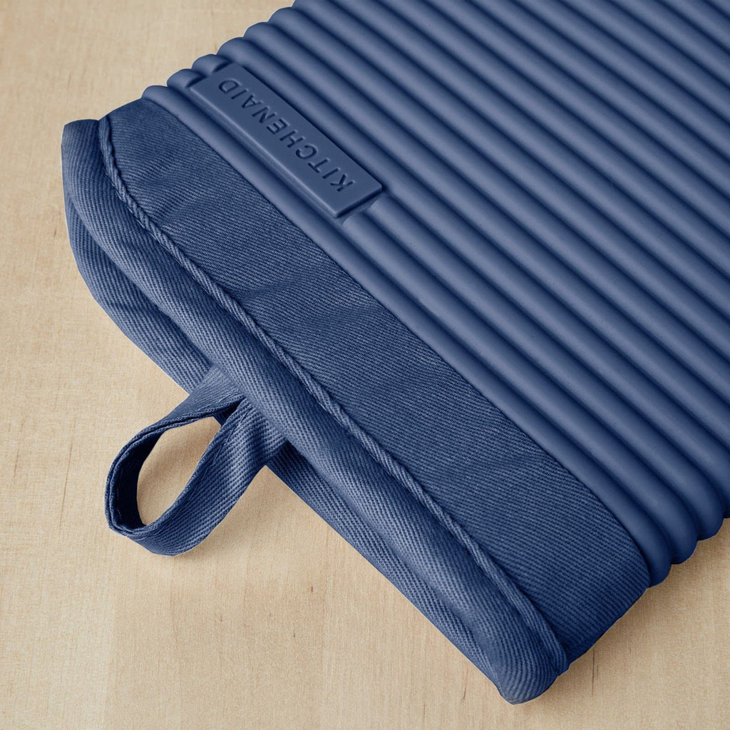 KITCHENAID Ribbed Soft Silicone Oven Mitt 2-Pack Set, 7.5"x13", Milkshake