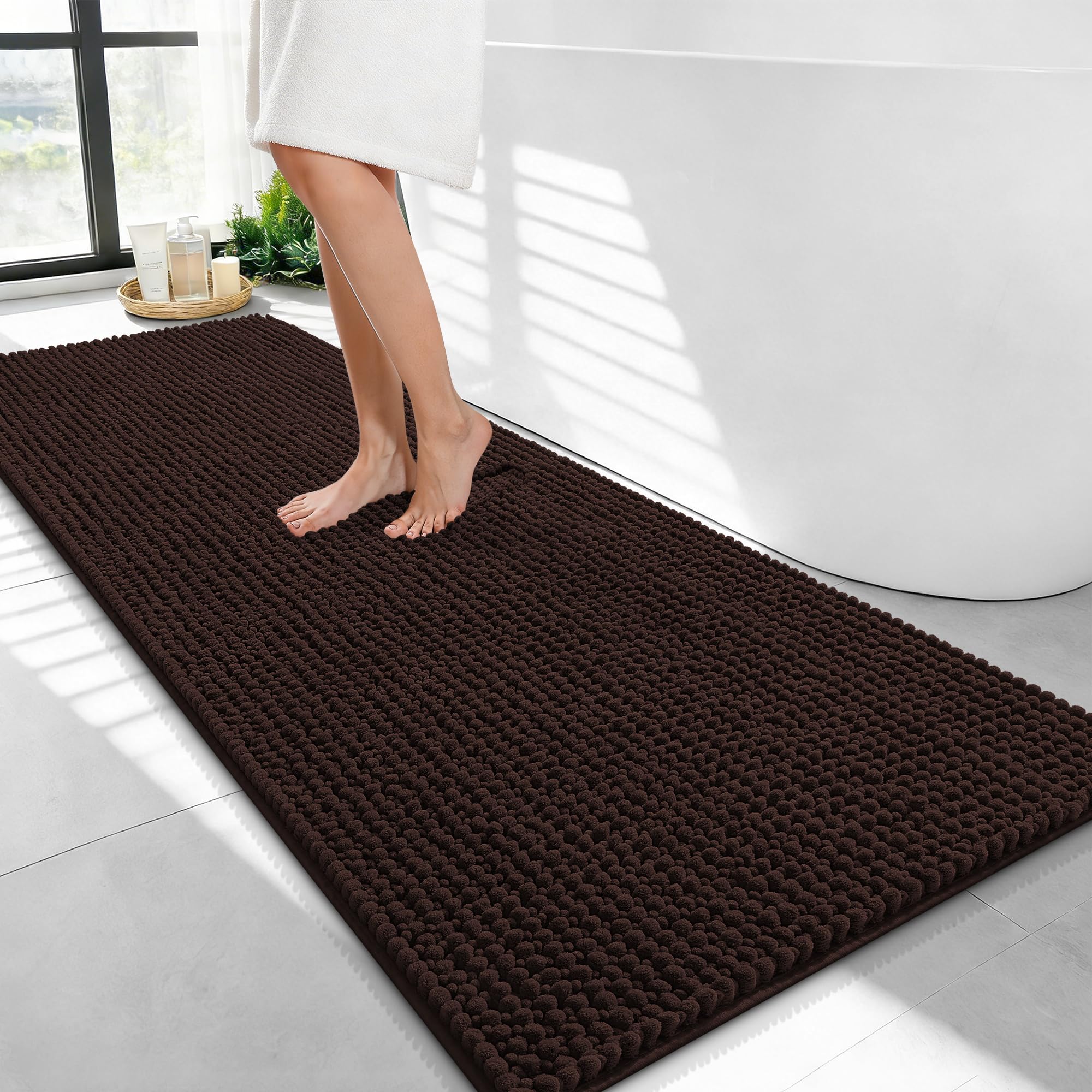 OLANLY Thick Bathroom Rugs 30x20, Extra Soft Absorbent Chenille Bath Rugs, Rubber Backing, Machine Wash Dry, Bath Mats for Bathroom Floor, Tub and Shower, Home Decor Accessories, Grey