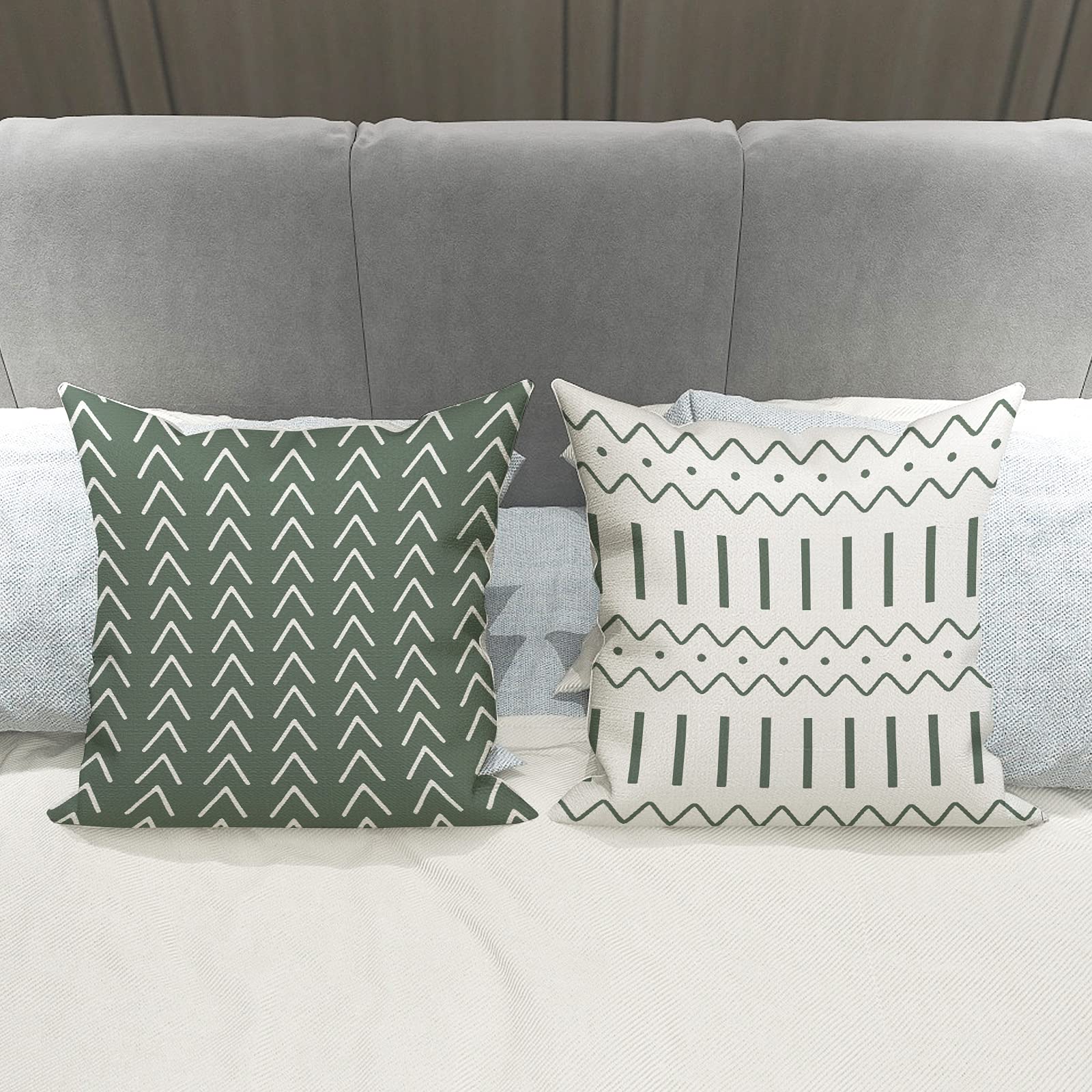 YCOLL Pillow Covers 18x18 Set of 4, Modern Sofa Throw Pillow Cover, Decorative Outdoor Linen Fabric Pillow Case for Couch Bed Car，Light Blue